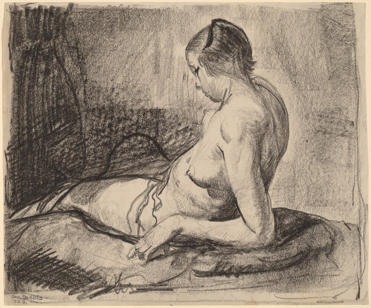 Fekvő meztelen lány, 1919. alkotó: George Wesley Bellows