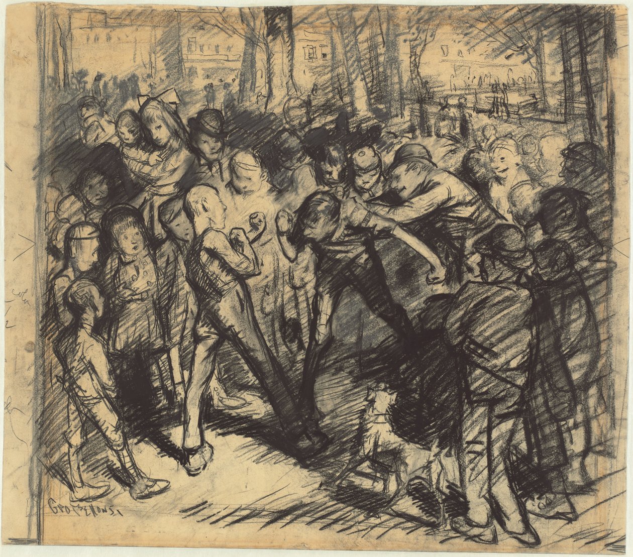 Utcai harc [recto], 1907. alkotó: George Wesley Bellows