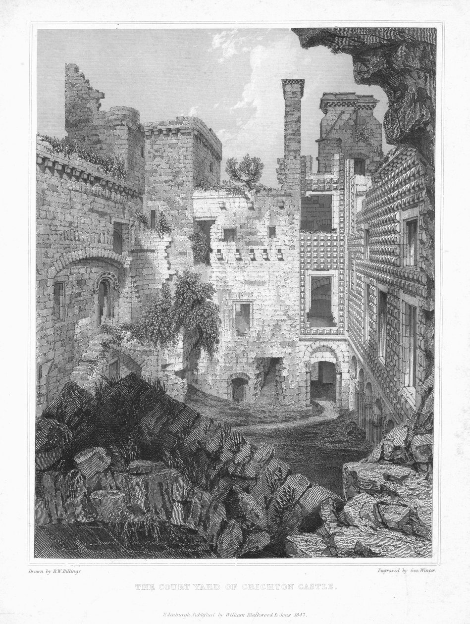A Crichton kastély udvara, 1847. alkotó: George Winter