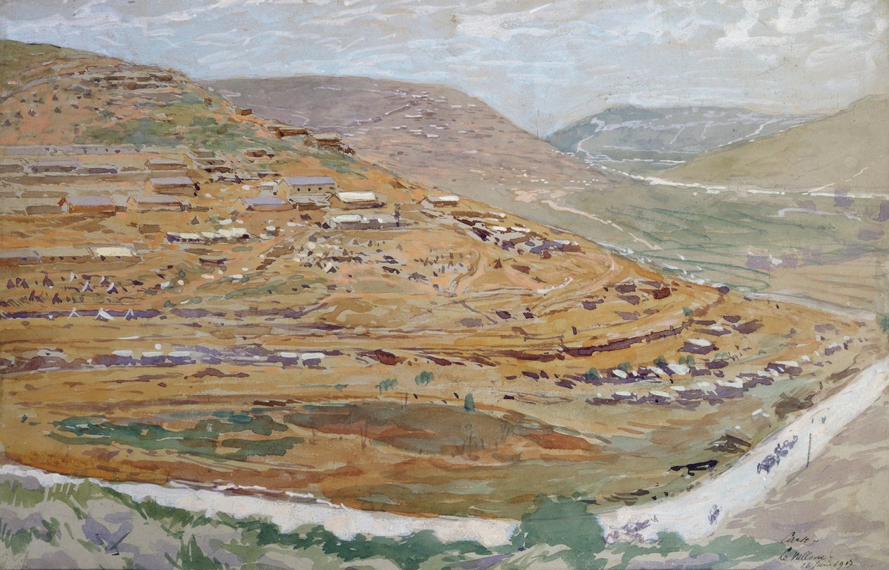 Szövetséges katonák táborozása a Karszt-völgyben, Szlovénia, 1917. június 16. alkotó: Georges Bertin Scott