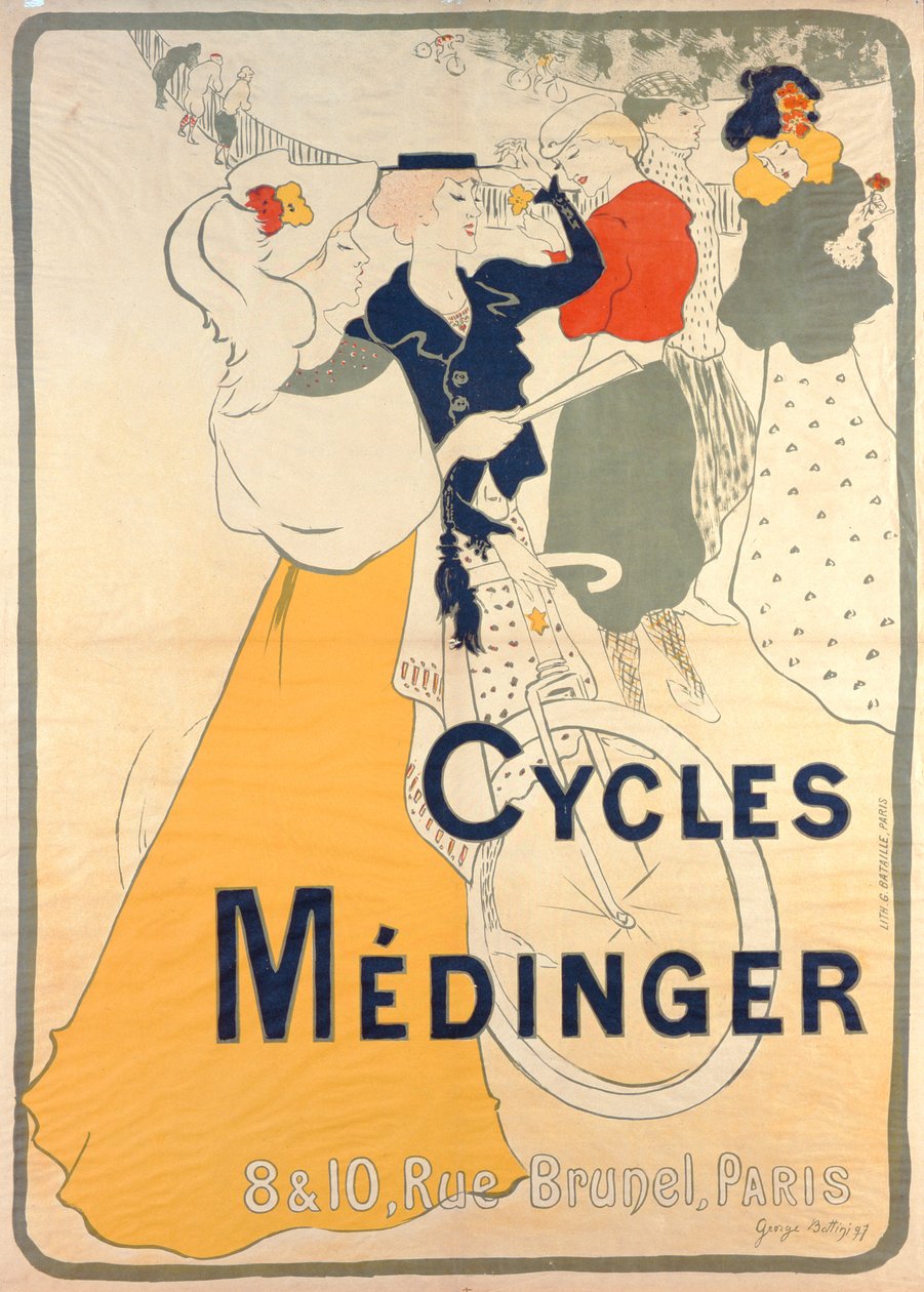 Medinger kerékpárokat reklámozó plakát, 1897 alkotó: Georges Bottini