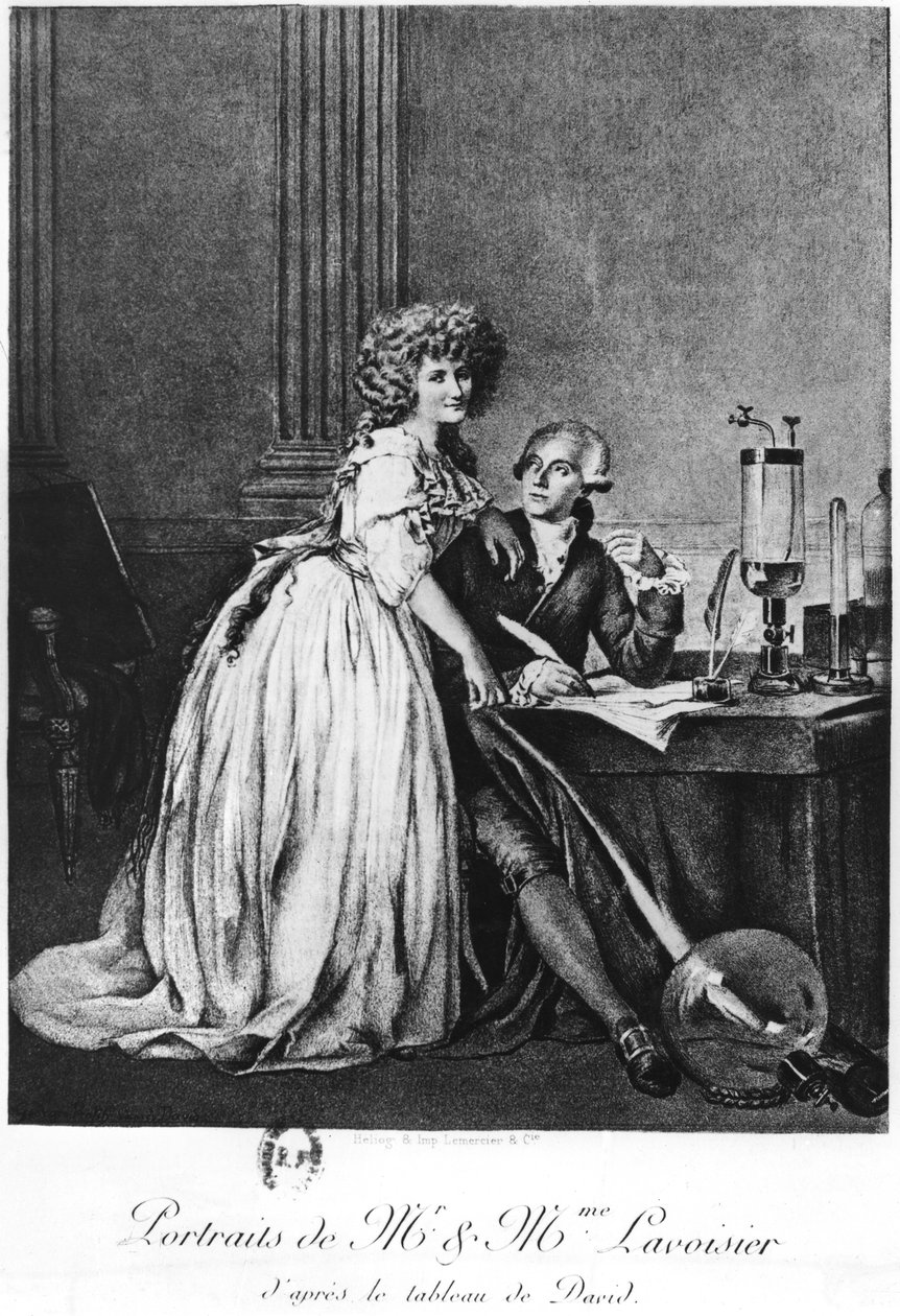Antoine Laurent Lavoisier (1743-94) és felesége, Marie Anne Paulze (1758-1836) (heliomravira) alkotó: Georges Ernest Profit