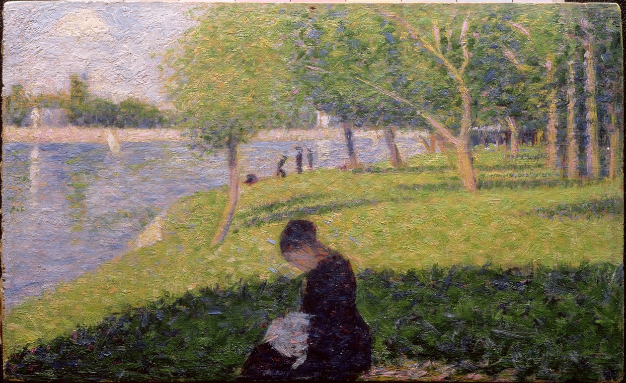 A varrónő, vagy vasárnap a Grande Jatte-ban, a „Vasárnap délután La Grande Jatte szigetén” című tanulmánya, 1884–1886 (panel) (lásd még: 415) alkotó: Georges Seurat