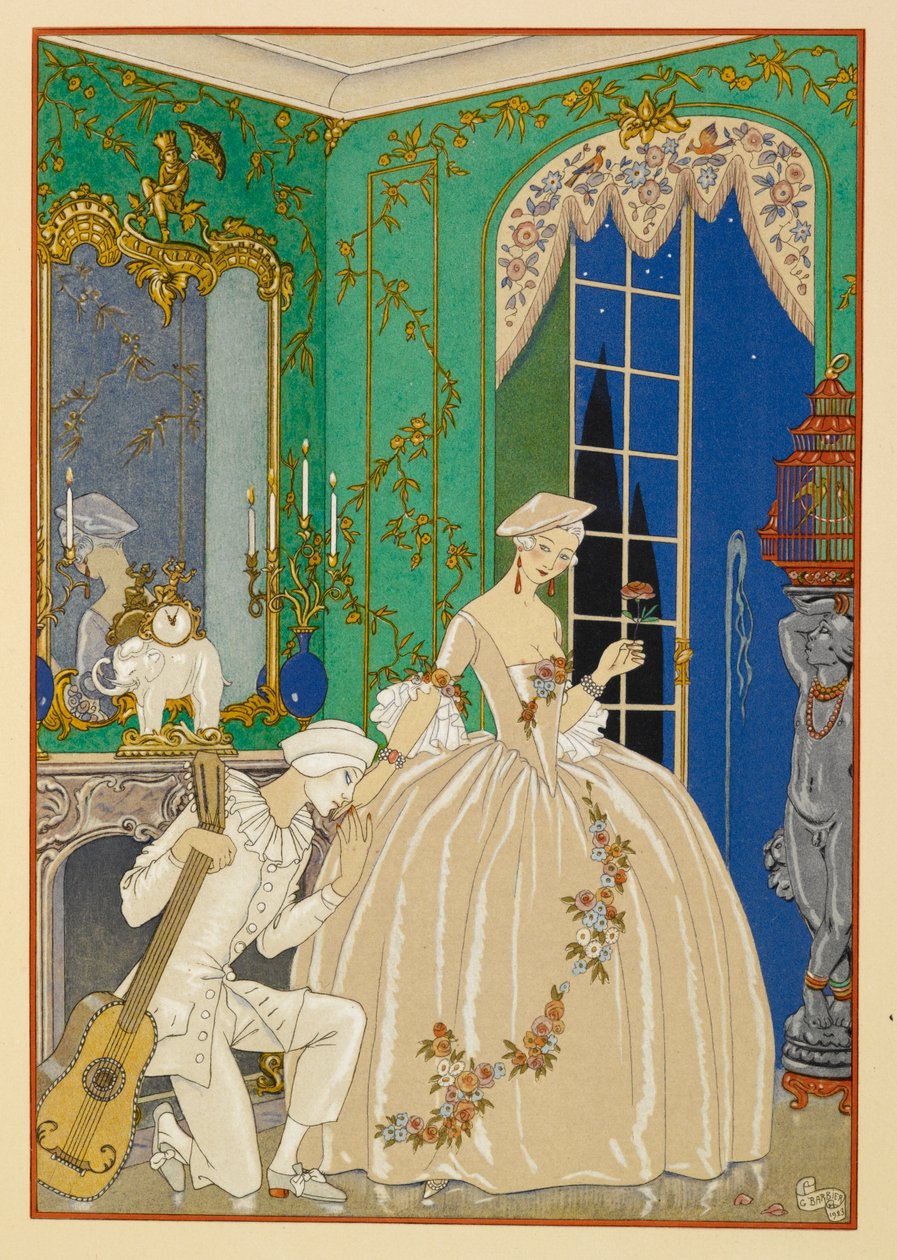 Clyméne. Nő és zenész. alkotó: Georges Barbier