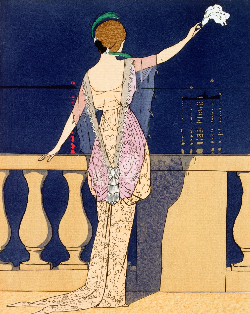 „Éjjeli búcsú”, 1910-es évek alkotó: Georges Barbier