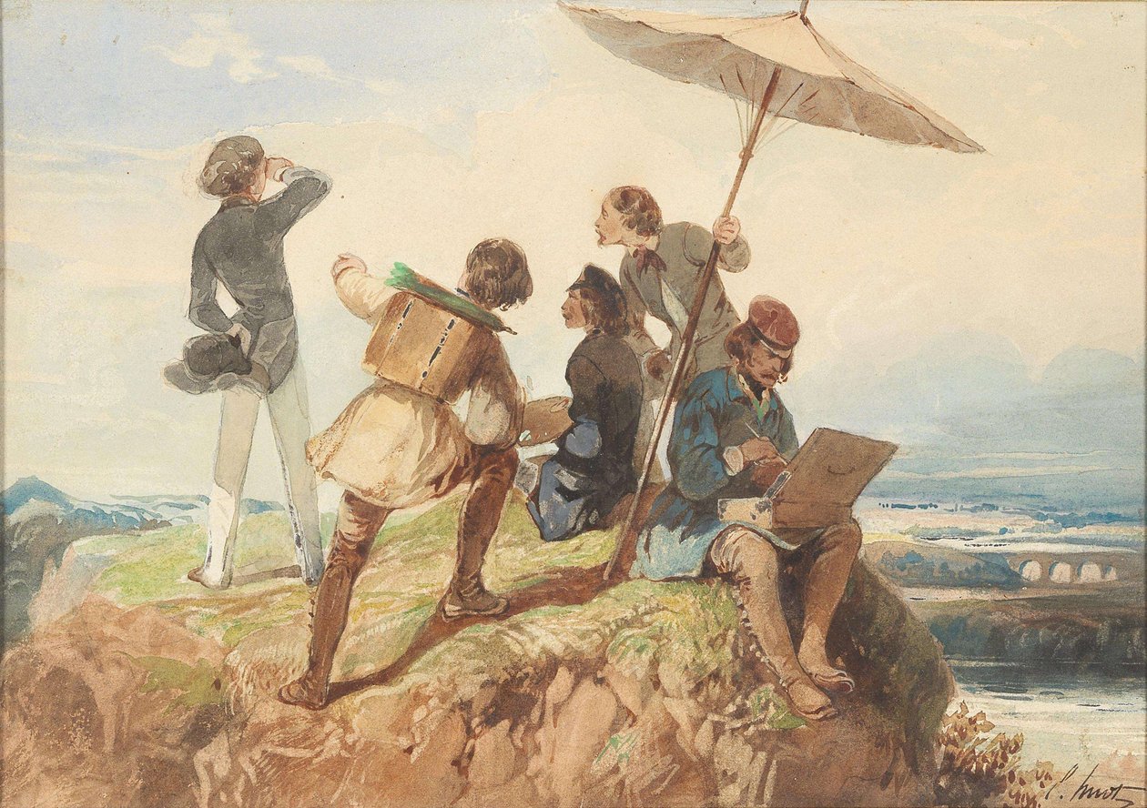 Kültéri festők. alkotó: Georges Eugène Huot