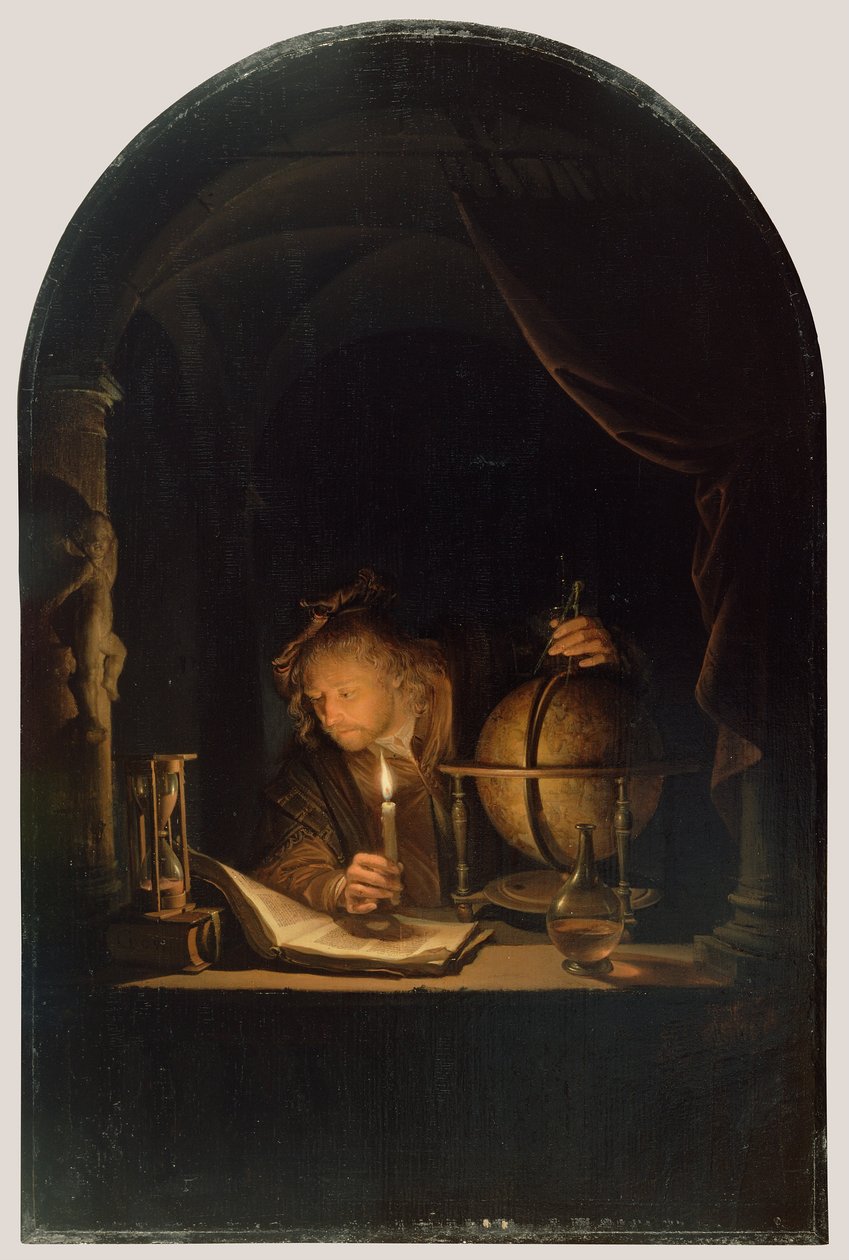 Csillagász gyertyafényben alkotó: Gerrit Dou