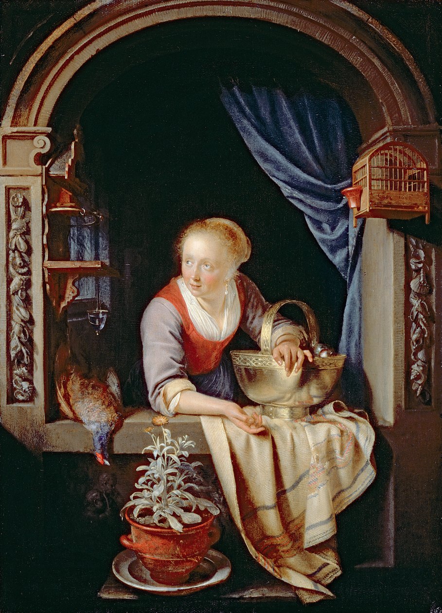 Nő az ablakban, 1663 alkotó: Gerrit Dou