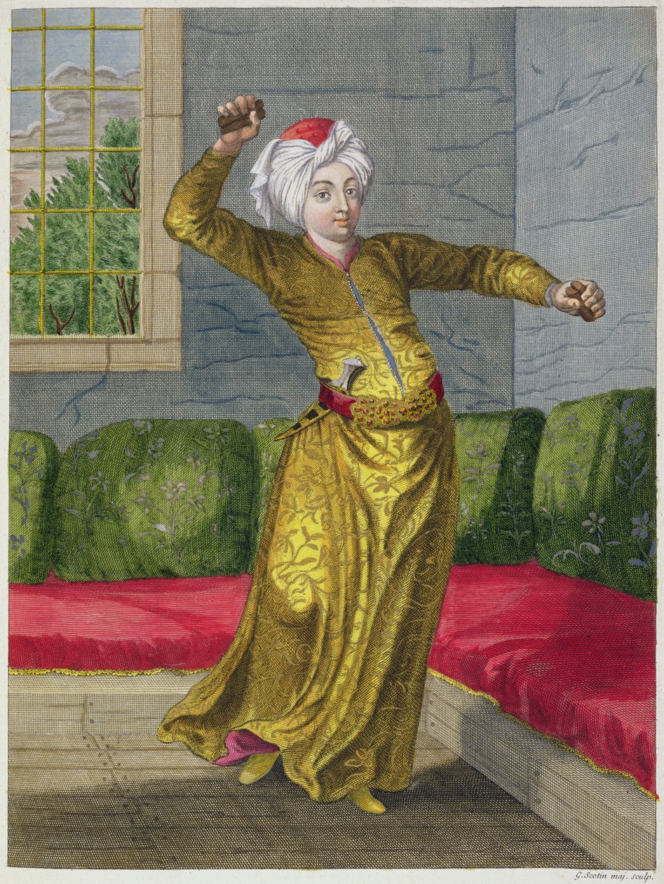 Tchingui, török táncos, 18. század alkotó: Gerard Jean Baptiste Scotin