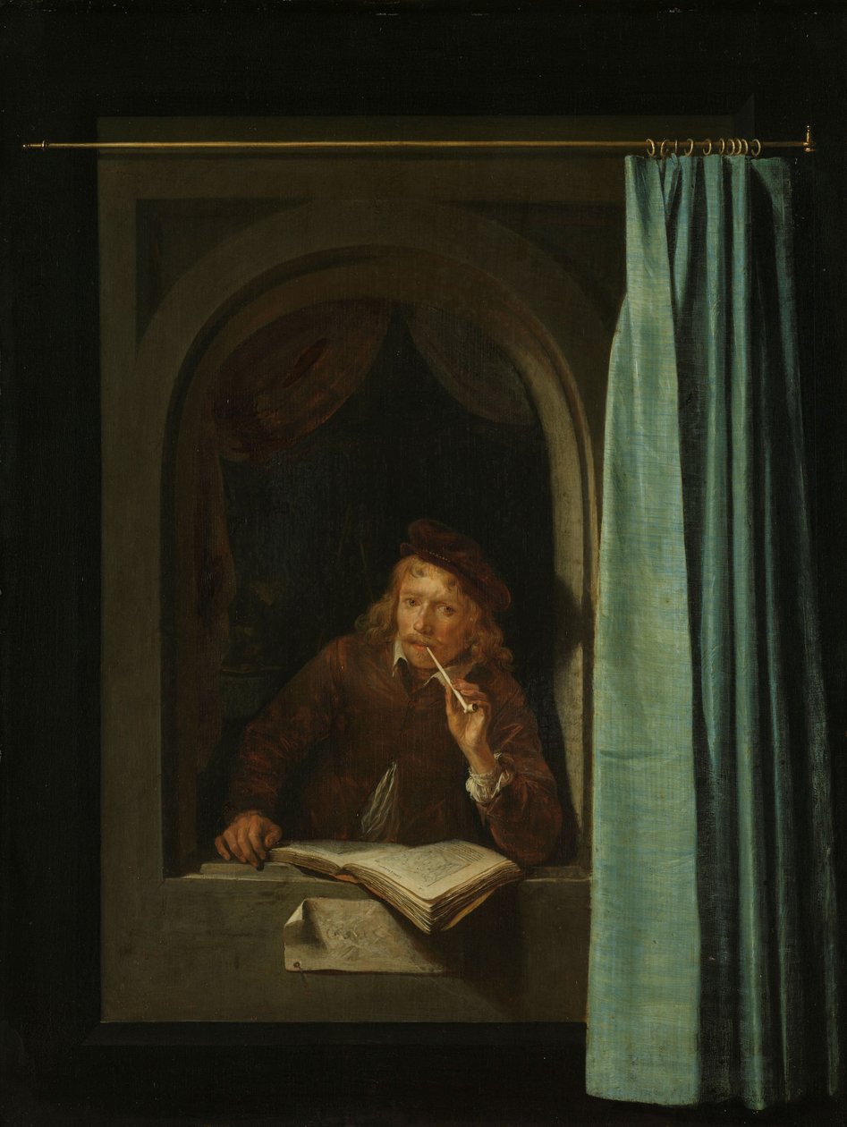 Férfi pipázik. Önarckép, 1650. alkotó: Gerrit Dou