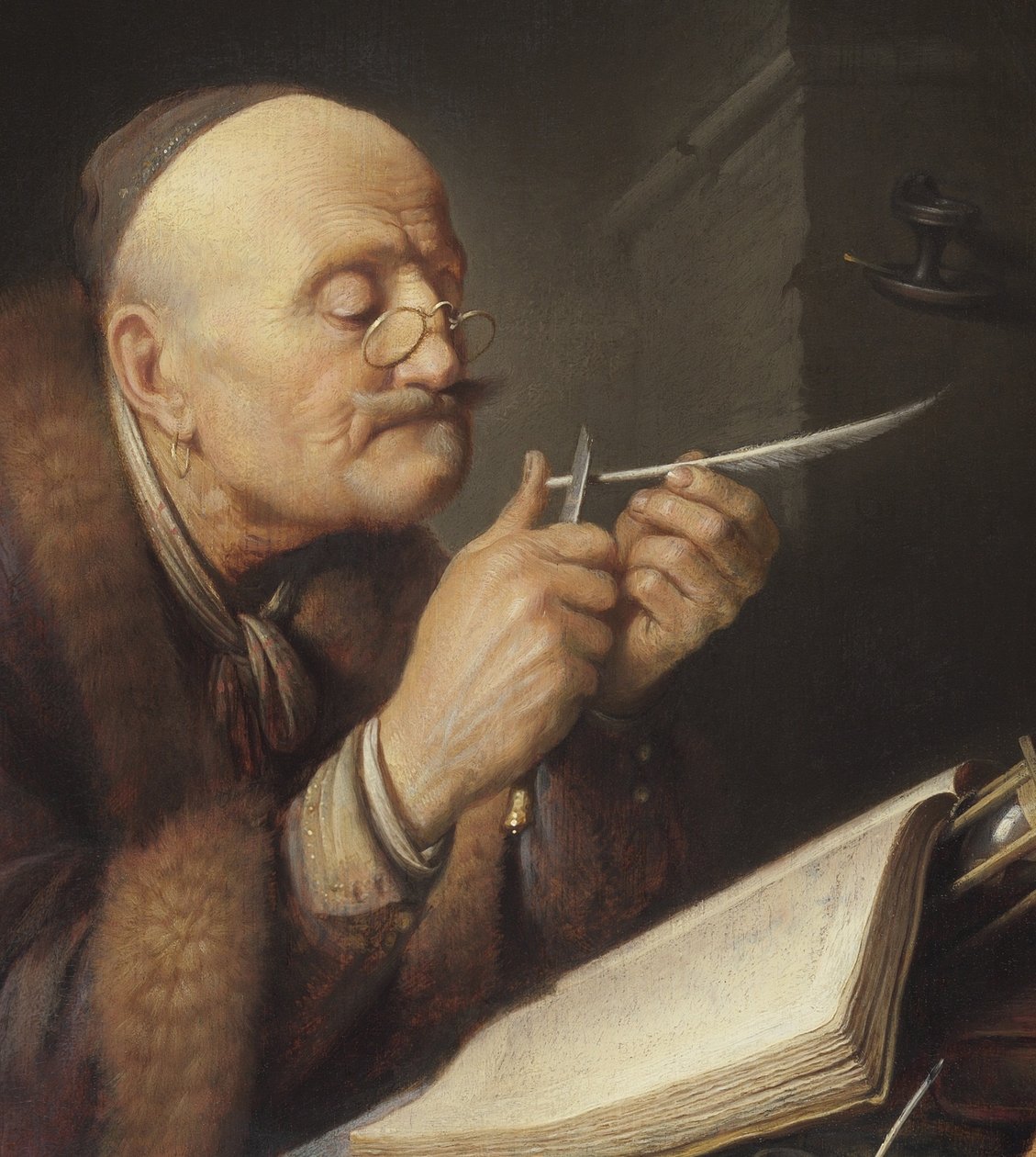 Tudós tolltollat hegyez alkotó: Gerrit Dou