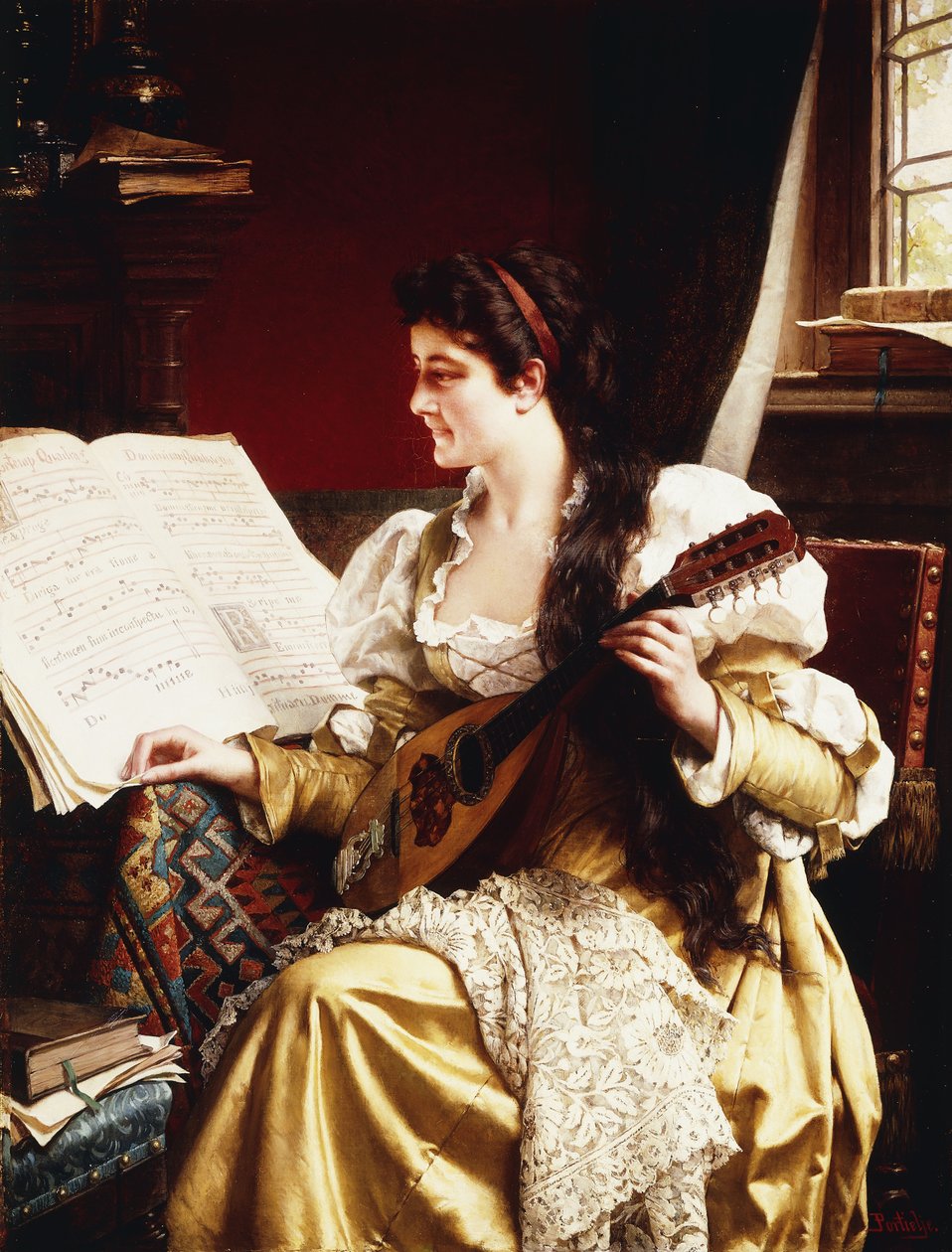 Hölgy mandolinnal alkotó: Gerard Portielje
