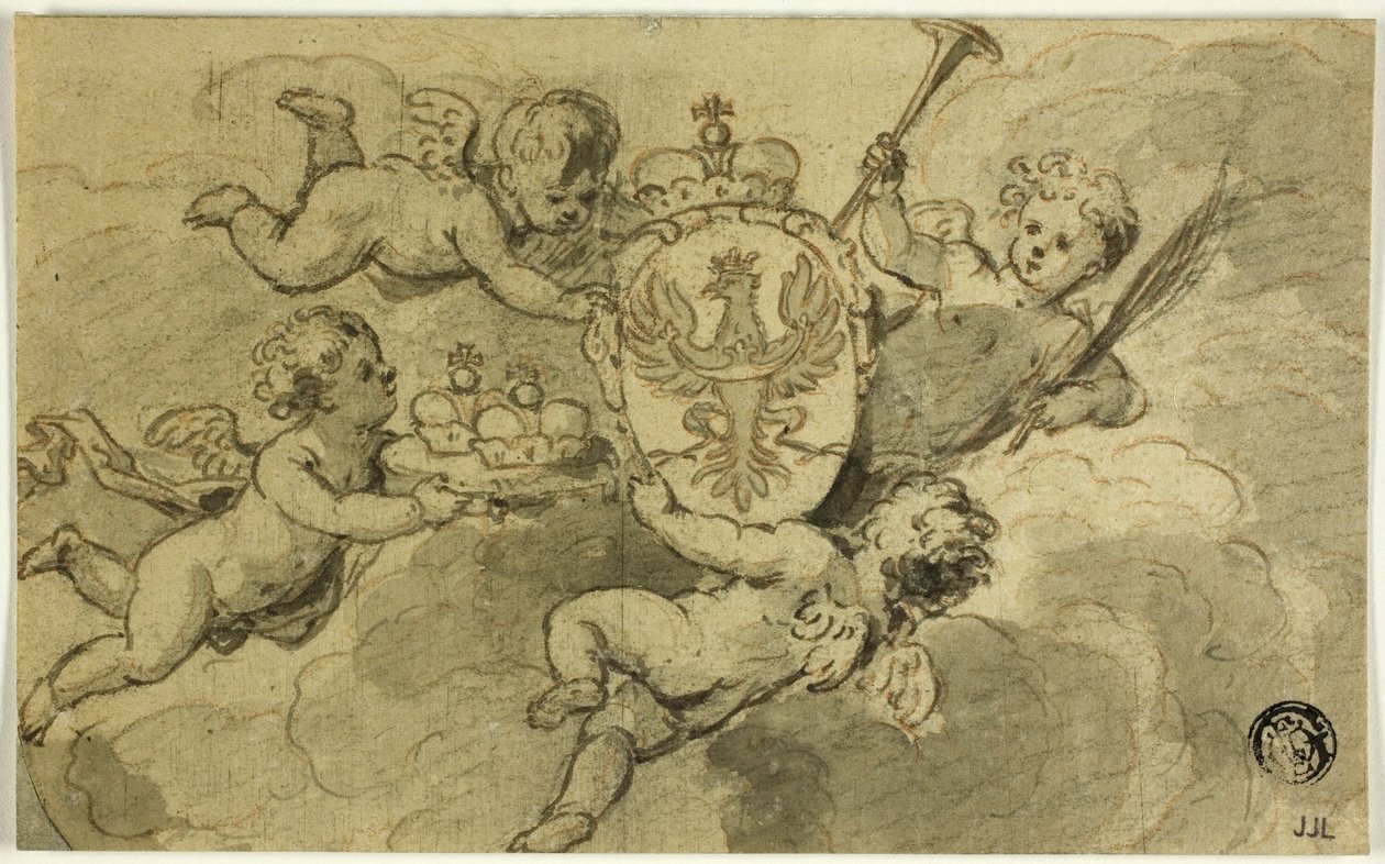 Putti és címer alkotó: Gerard de Lairesse