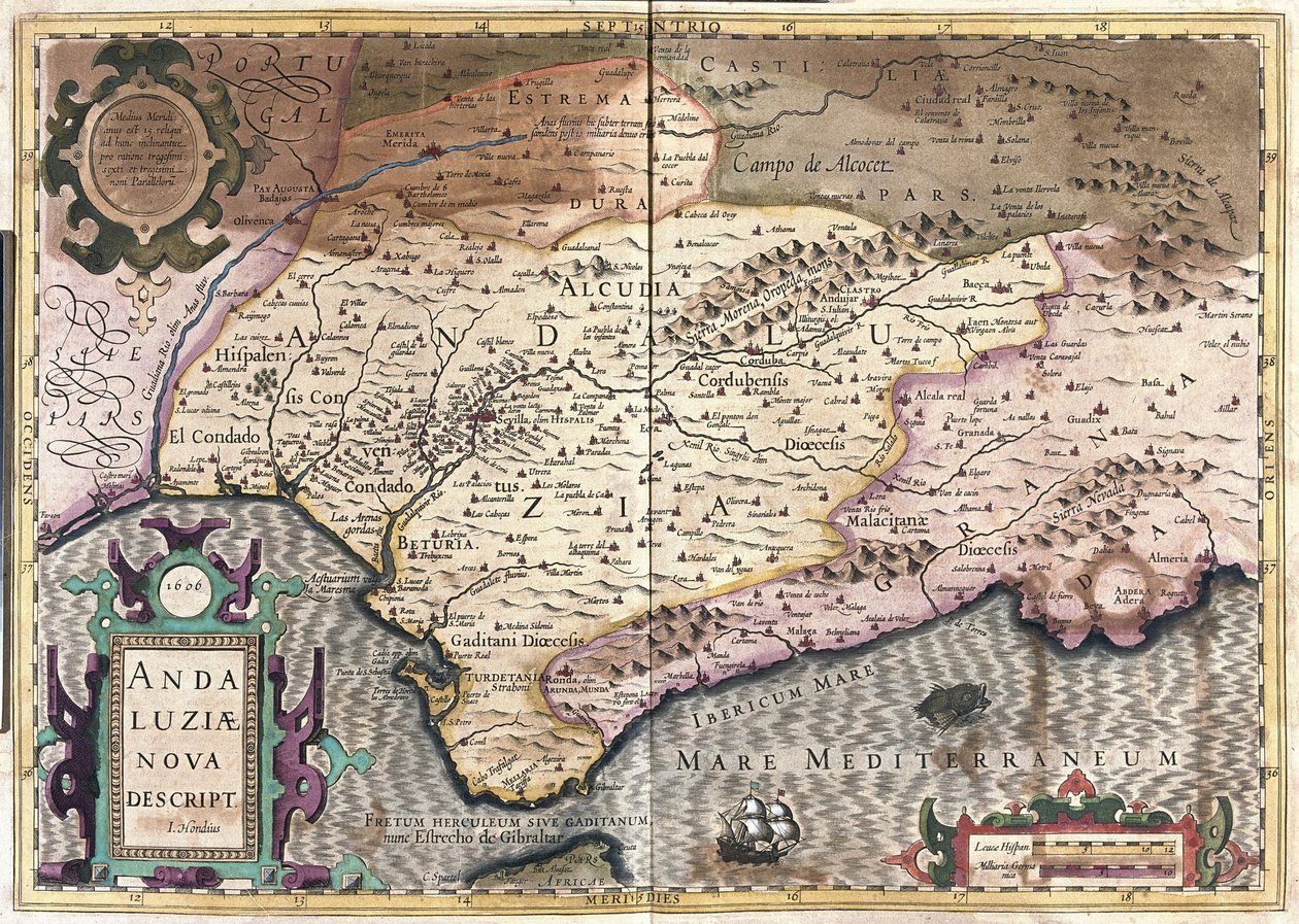 Andalúzia, Spanyolország (metszet alkotó: Gerardus Mercator