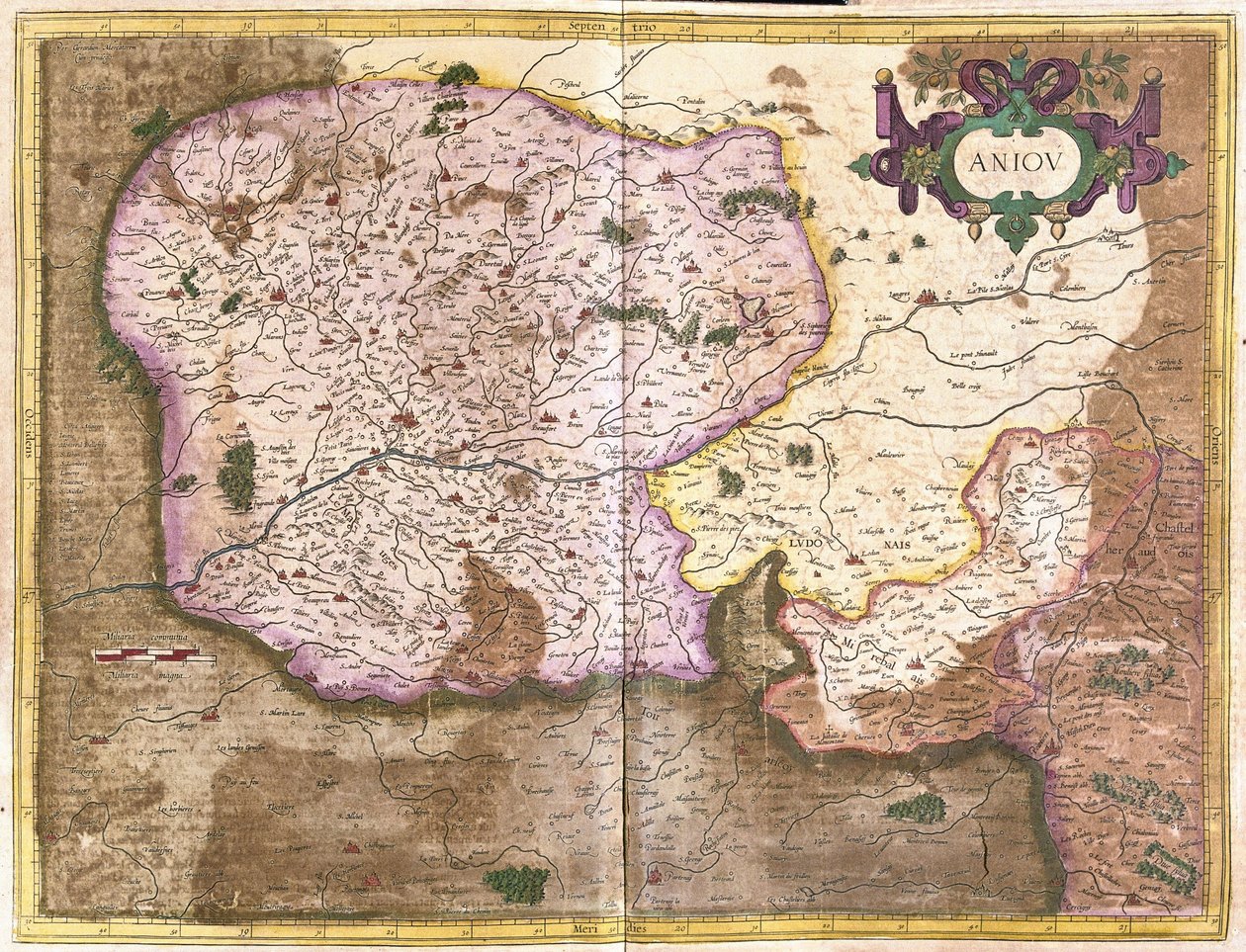 Anjou, Loire országai, Franciaország (metszet alkotó: Gerardus Mercator
