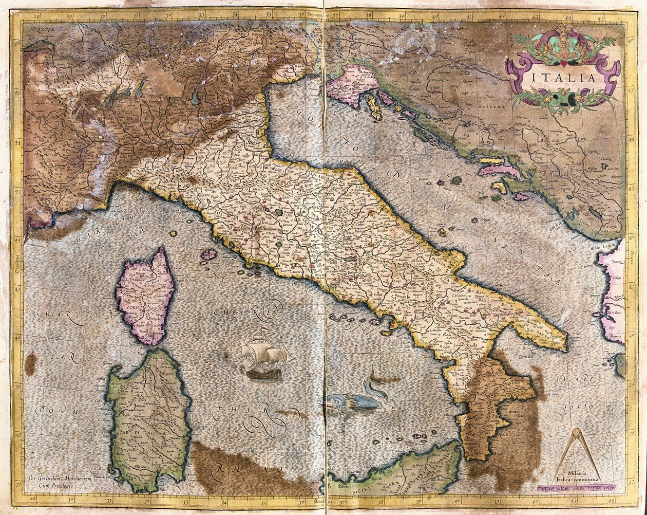 Olaszország (metszet alkotó: Gerardus Mercator