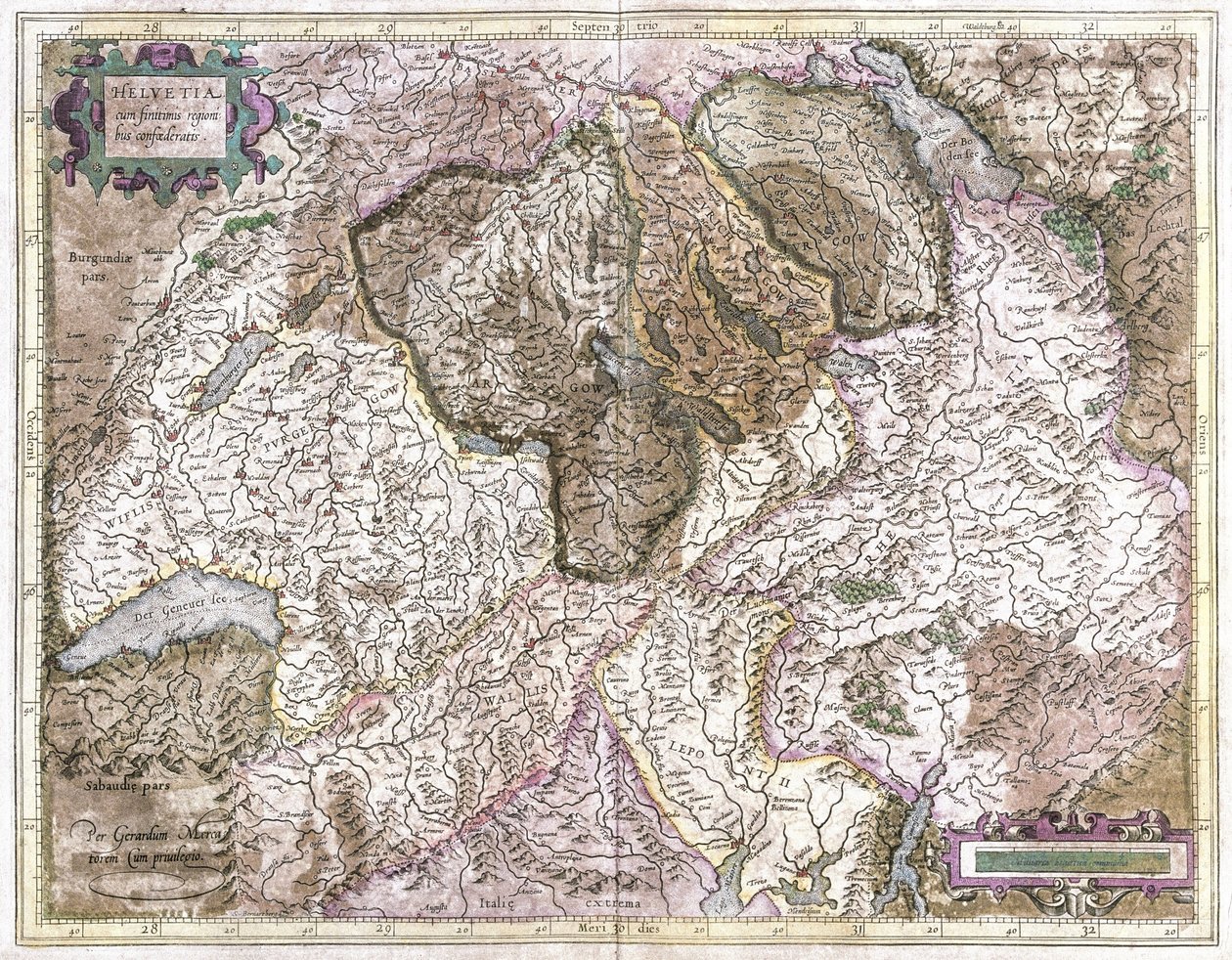 Svájc (metszet alkotó: Gerardus Mercator