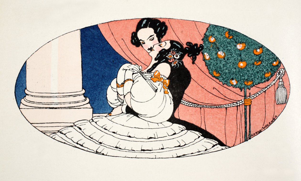 Egy lopott csók (pochoir print) alkotó: Gerda Marie Frederike Wegener