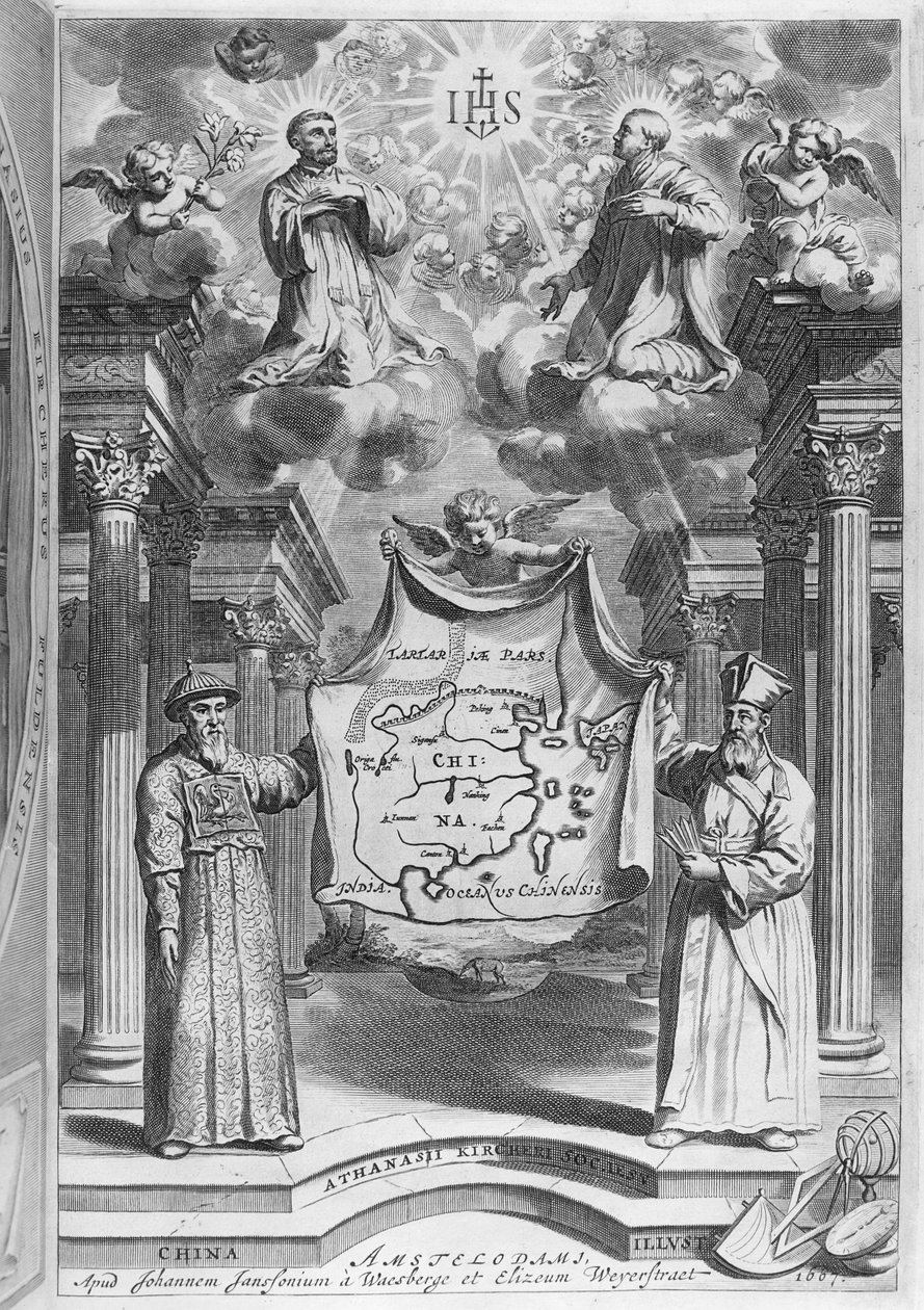 Athanasius Kircher "China Monumentis" című művének címlapképe, 1667. alkotó: German School