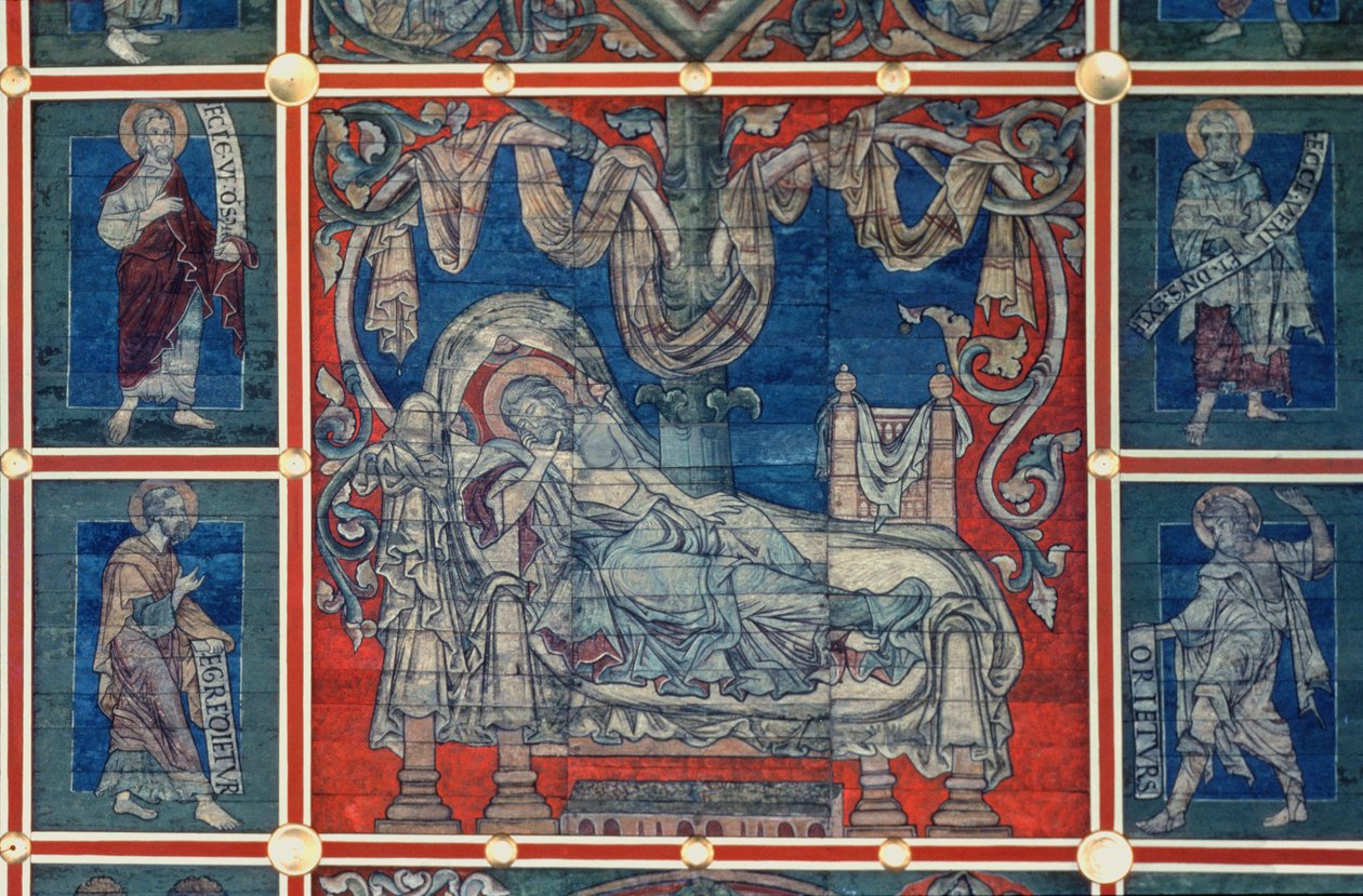 Alvó Jesse, részlet a Jesse fájáról, festett mennyezetről, 1240-50 körül (tempera a panelen) (lásd még: 112353 és 114784) alkotó: German School