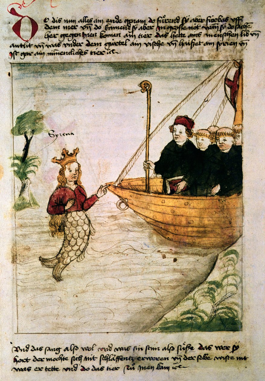 utca Brendan és egy sziréna, A Szent Brendani apát útja német fordításából, 1476 körül alkotó: German School