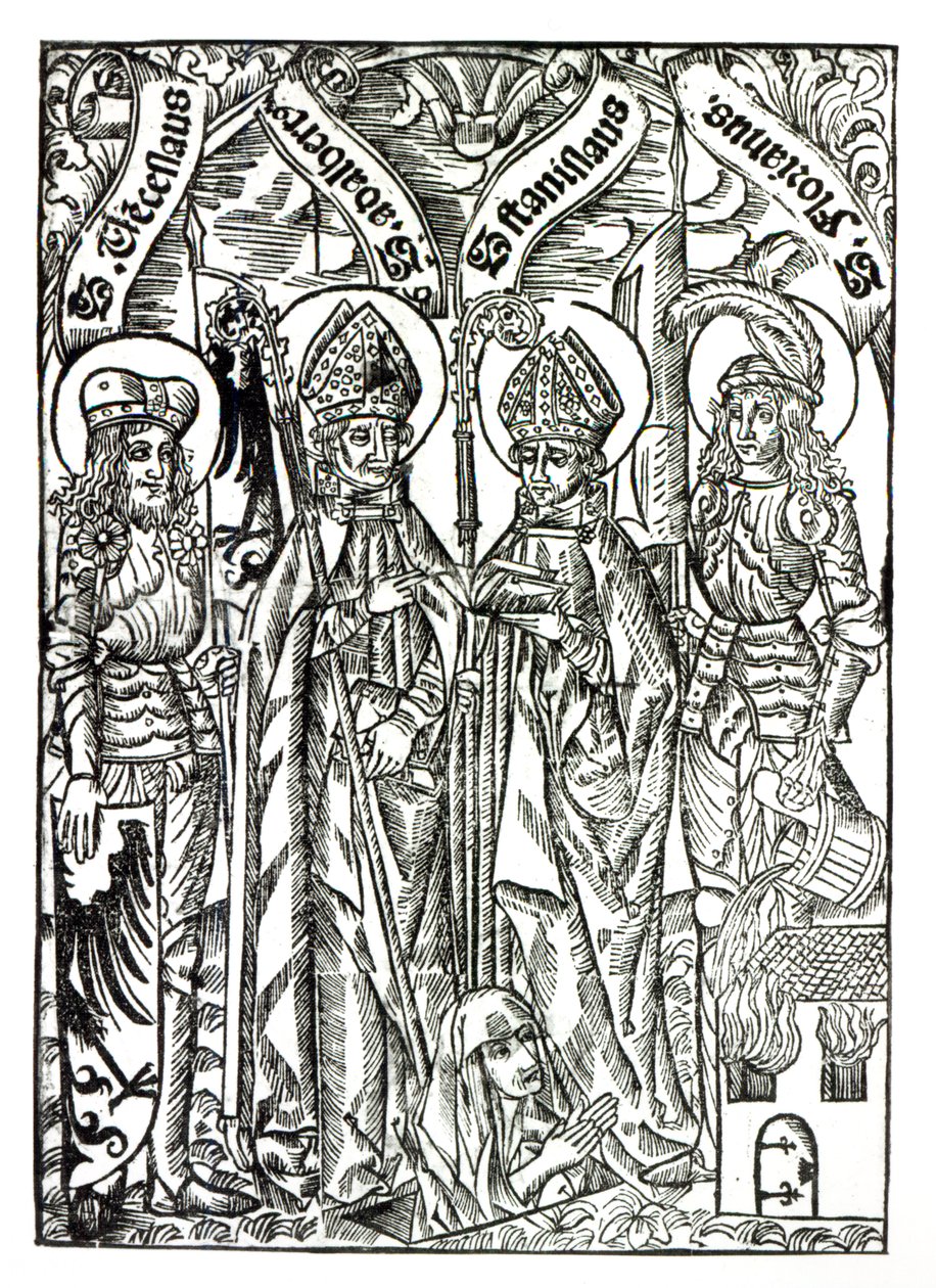 Szent Vencel, Szent Adalbert, Szent Stanislaus és Szent Flórián alkotó: German School