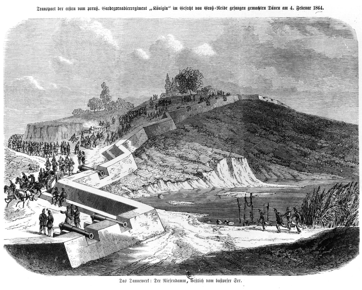 Hercegségek háborúja, dán erődítmények, illusztráció az Illustrierte Kriegsberichte aus Schleswig-Holsteinből, 1864 alkotó: German School