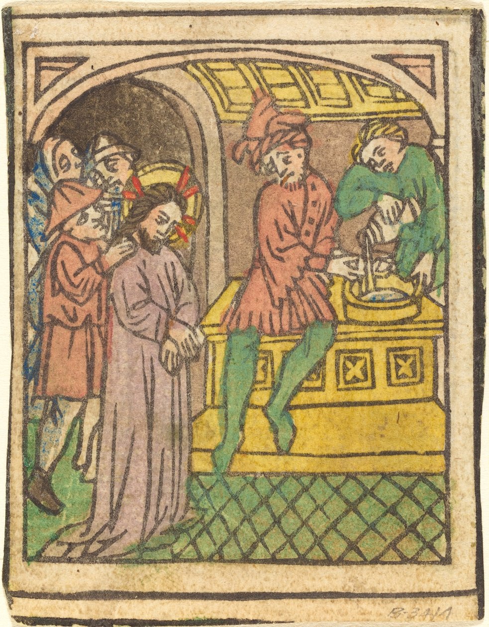 Pilátus kezet mos [recto] alkotó: German 15th Century