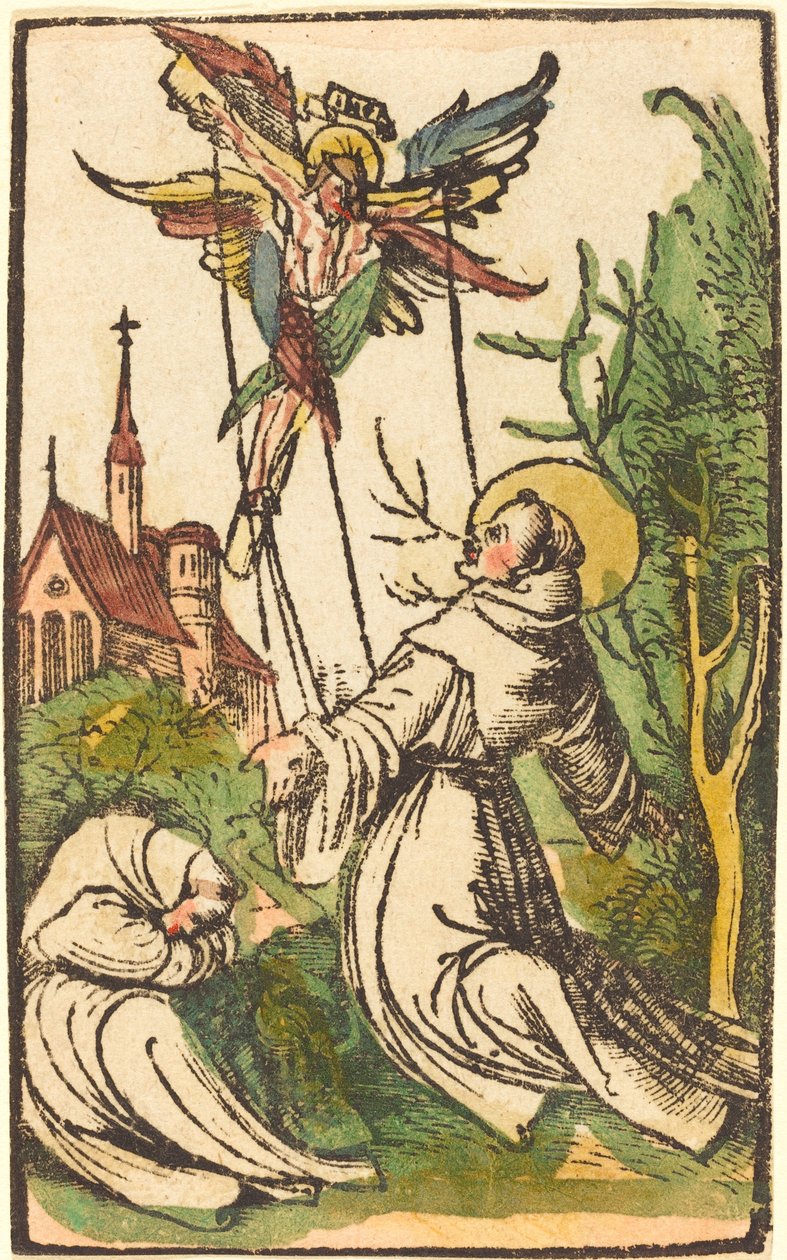 Szent Ferenc a stigmákat fogadja alkotó: German 15th Century