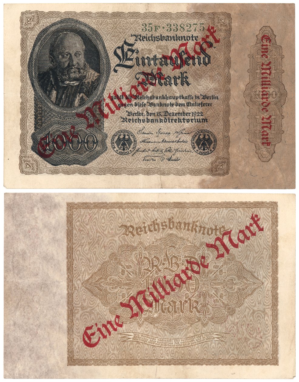 Egymilliárd márkás bankjegy, 1922 alkotó: German School