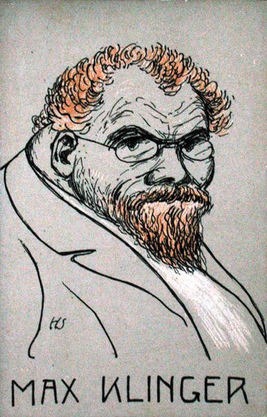 Max Klinger (1857-1920) karikatúrája (színes litó) alkotó: German School