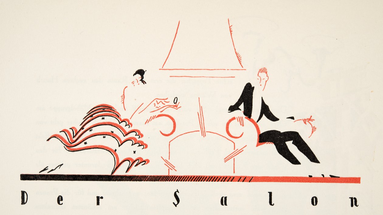 Der Salon a Styltől, pub.1922 (stencilnyomat) alkotó: German School