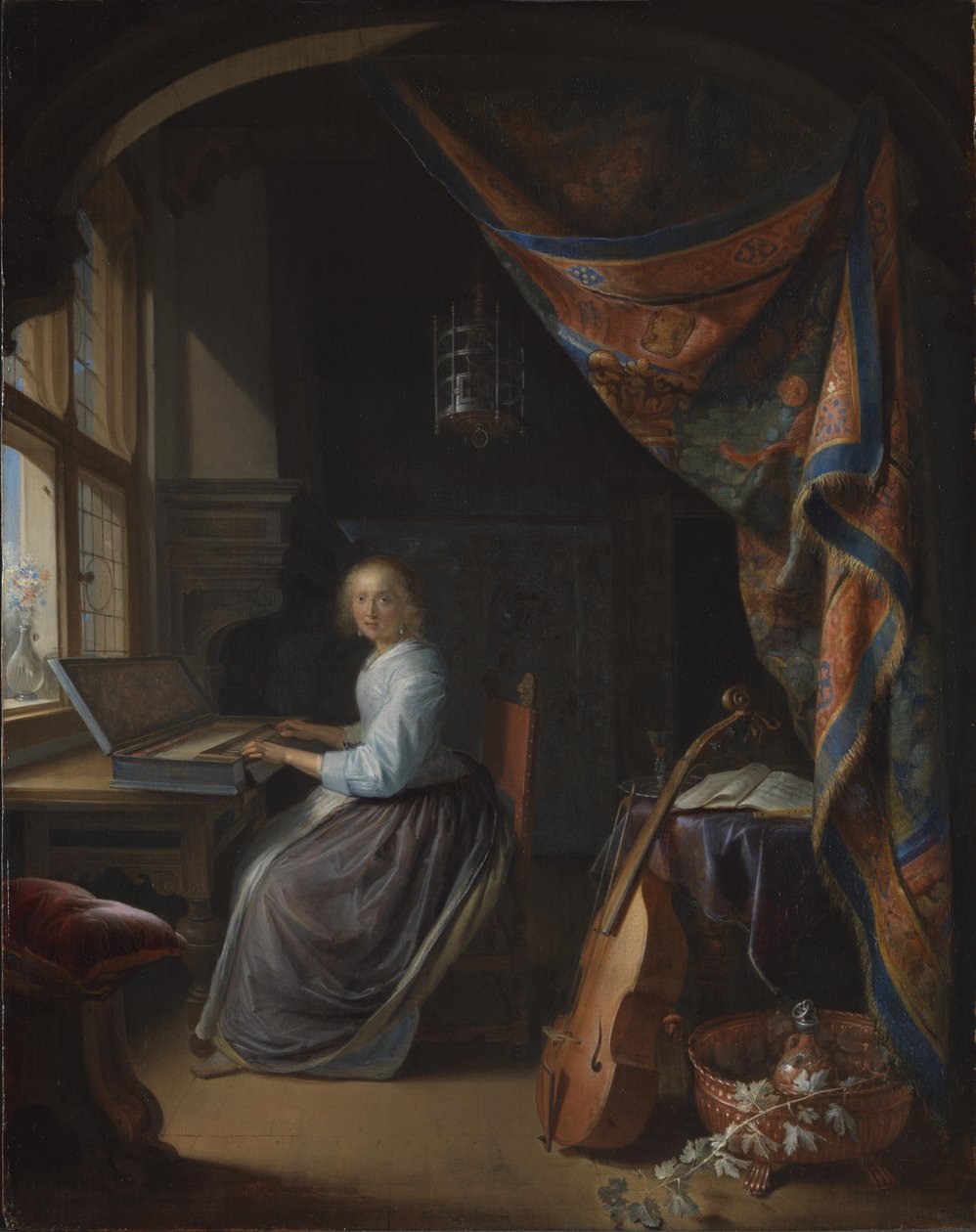 Klavikordon játszó hölgy. alkotó: Gerrit Dou