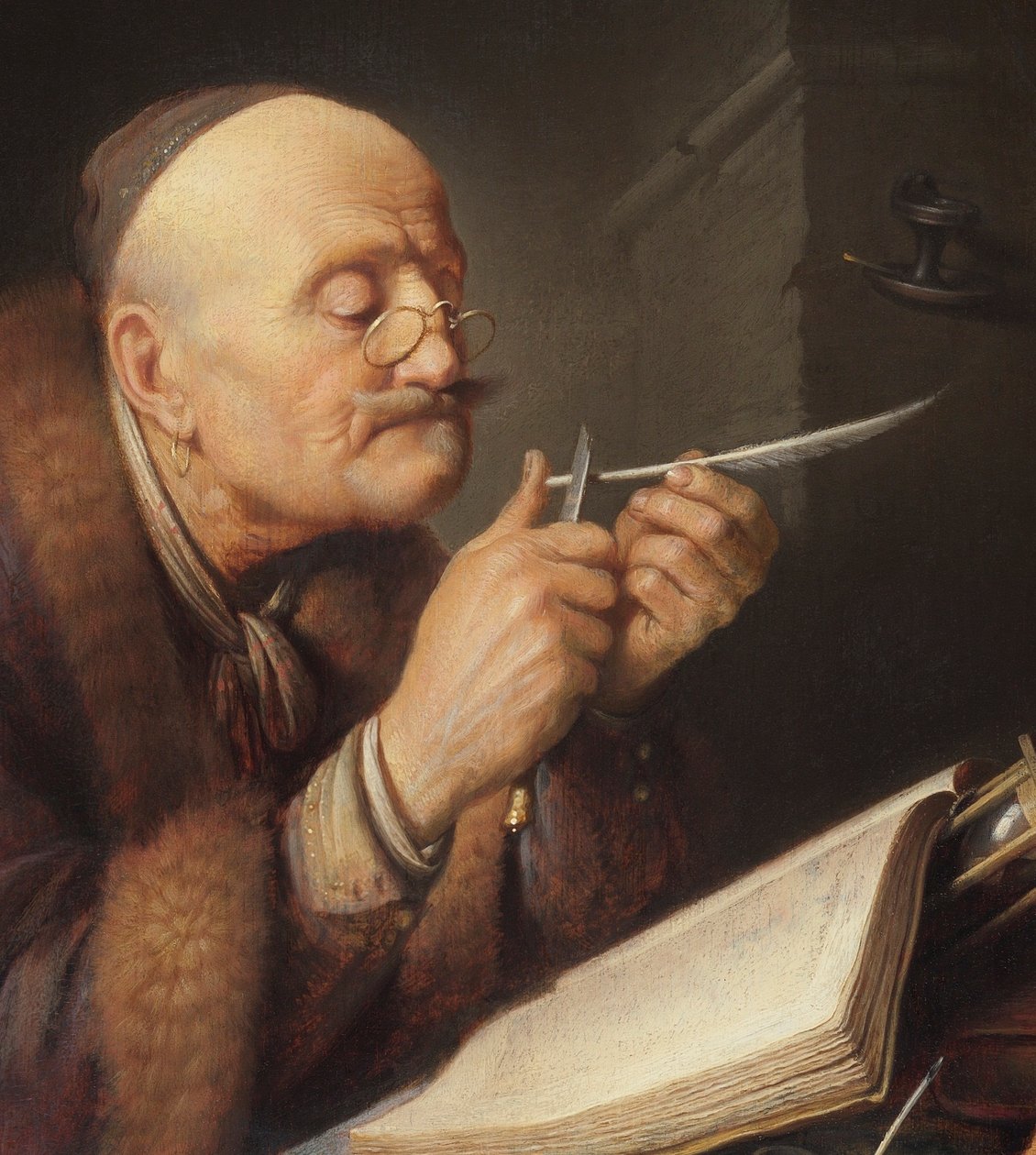 A tudós élesíti tollát alkotó: Gerrit Dou