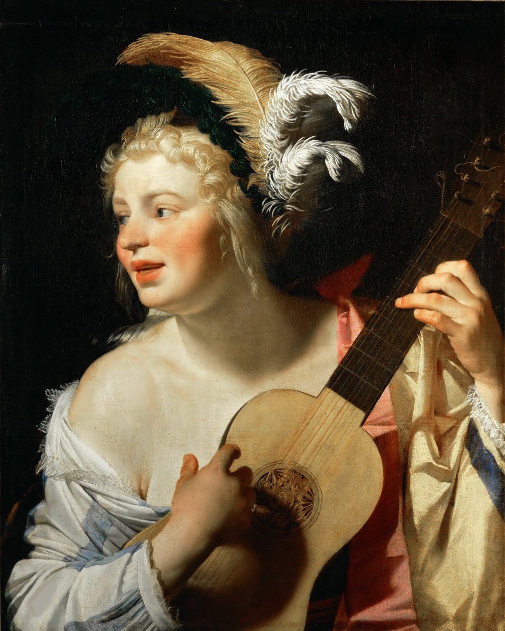 Gitározó nő, 1624. alkotó: Gerrit van Honthorst