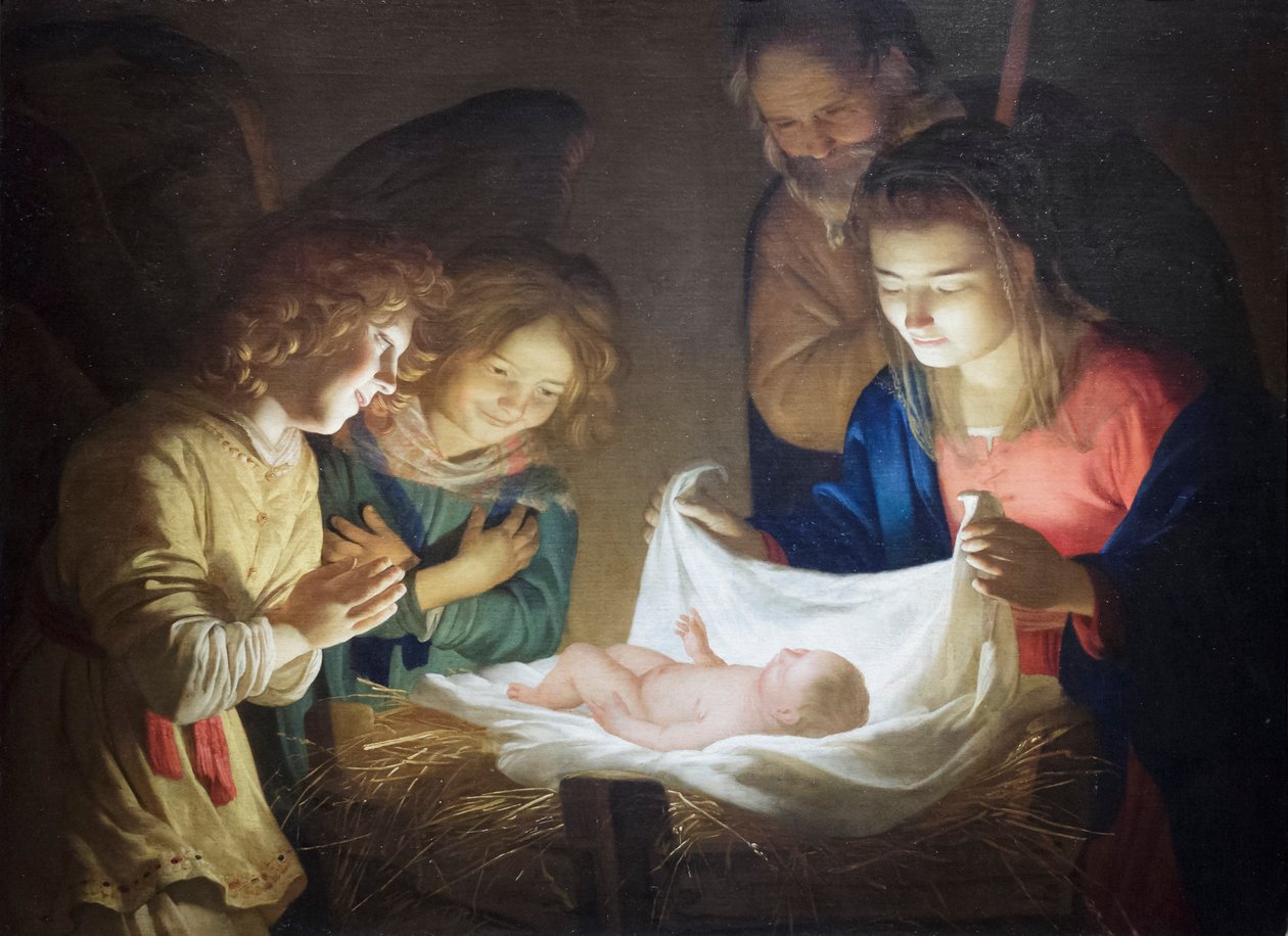 A Gyermek imádása alkotó: Gerrit van Honthorst