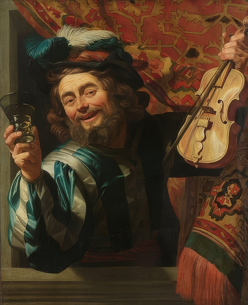 A vidám hegedűs. 1623 alkotó: Gerrit van Honthorst