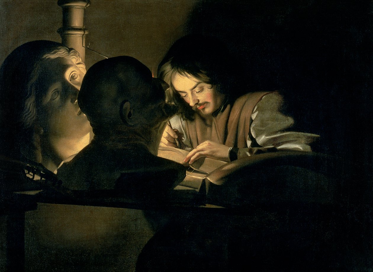 A művész munkában alkotó: Gerrit van Honthorst
