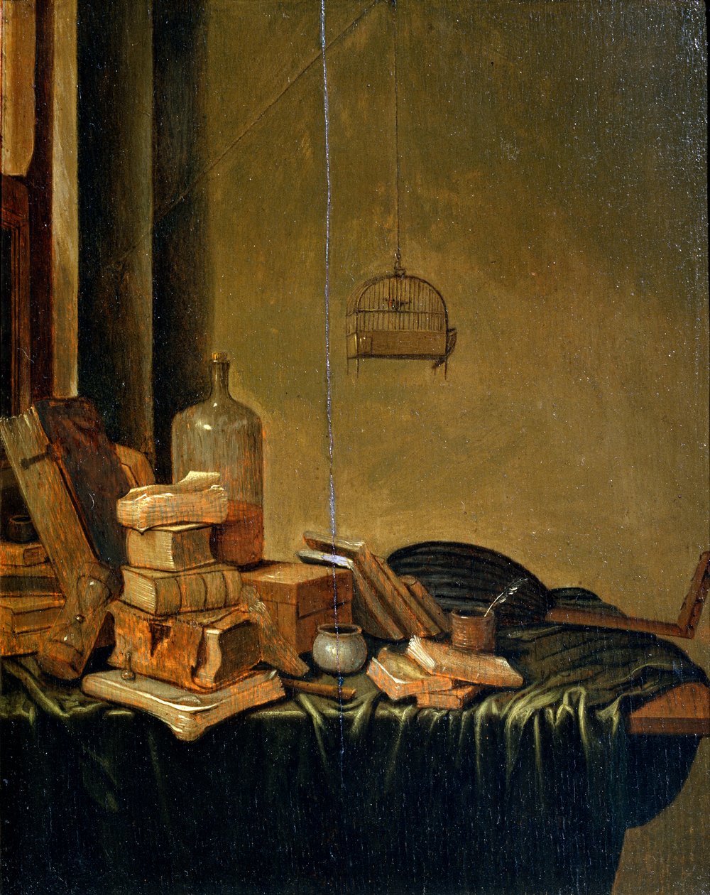 „Csendélet könyvekkel”, 17. század. alkotó: Gerrit van Vucht