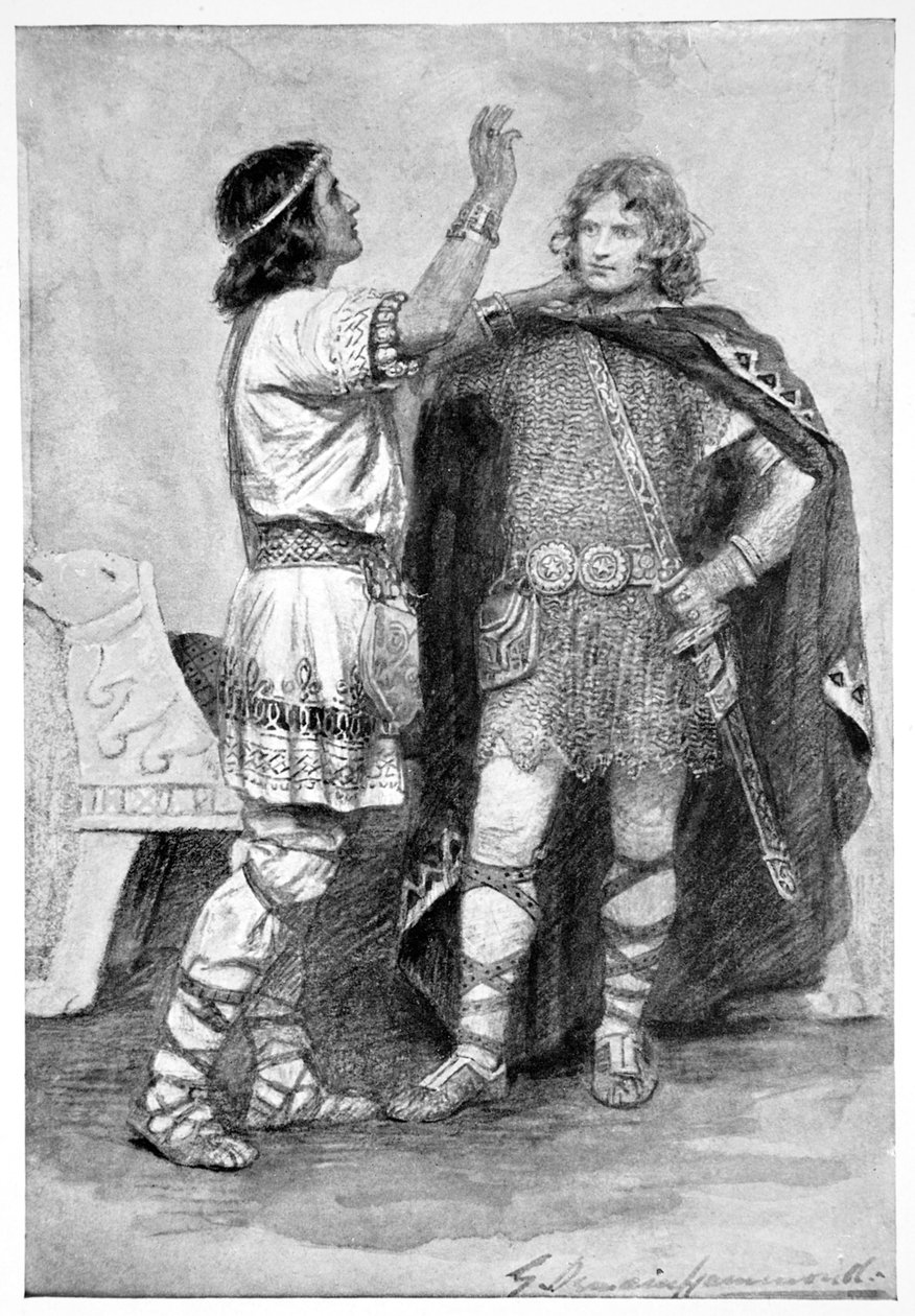"Hereward és Sigtryg", 1910. alkotó: Gertrude E Demain Hammond