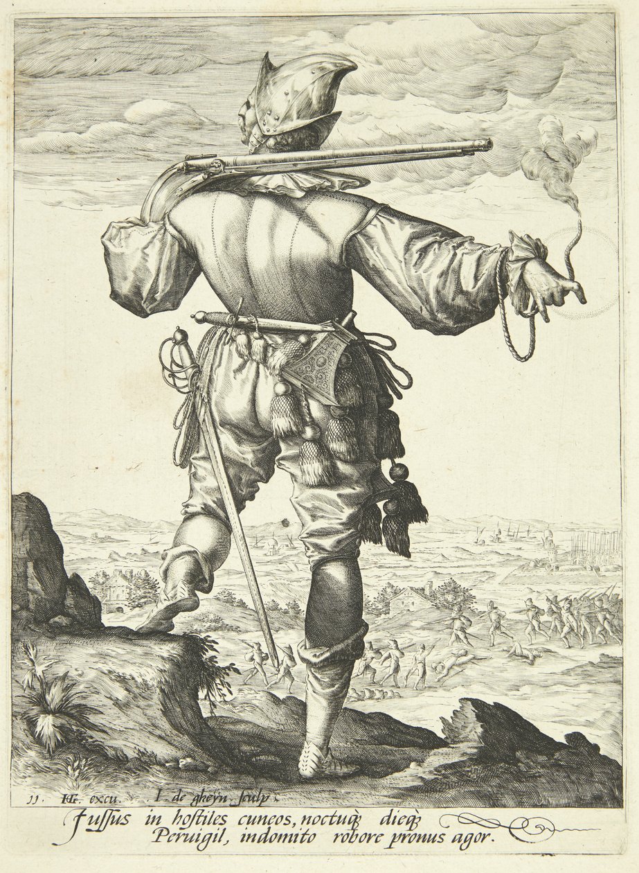Egy muskétás hátulról nézve alkotó: Gheyn, Jacques II de