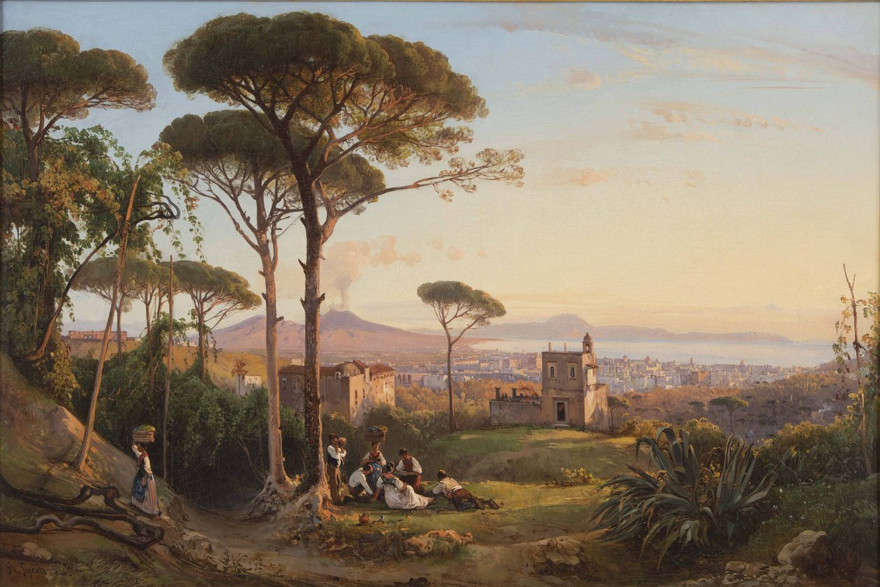 Nápoly a La Conocchiából nézve, 1844. alkotó: Giacinto Gigante