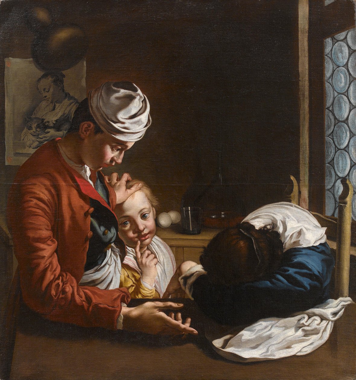 Családi jelenet egy belső lombard iskolában, 18. század, Giacomo Cerutinak (Milánó 1698–1767) tulajdonítva (Cristina Geddo) alkotó: Giacomo Ceruti