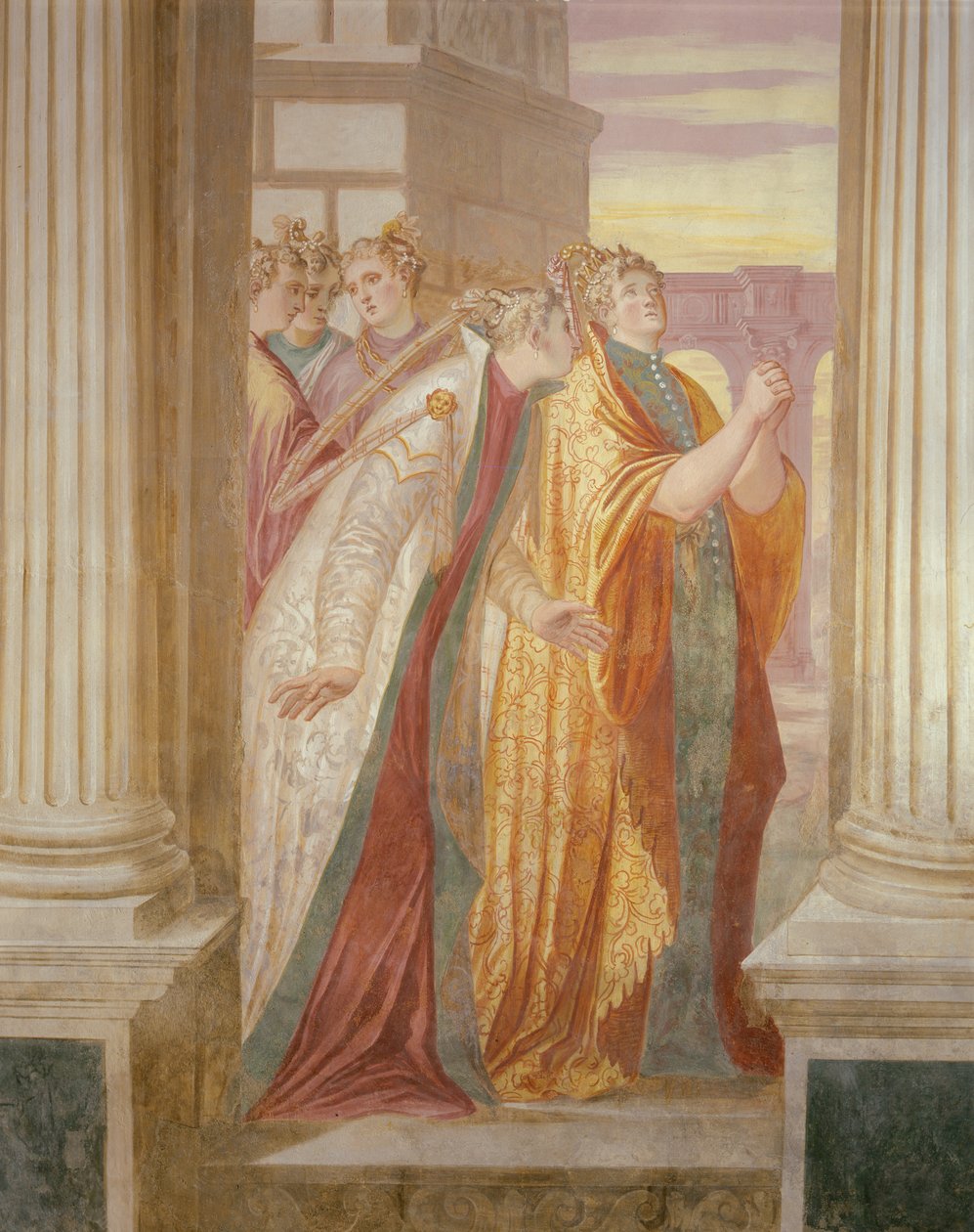 A bal oldali fal Sophonisbát sírva ábrázolja alkotó: Giambattista 1526 78 Zelotti