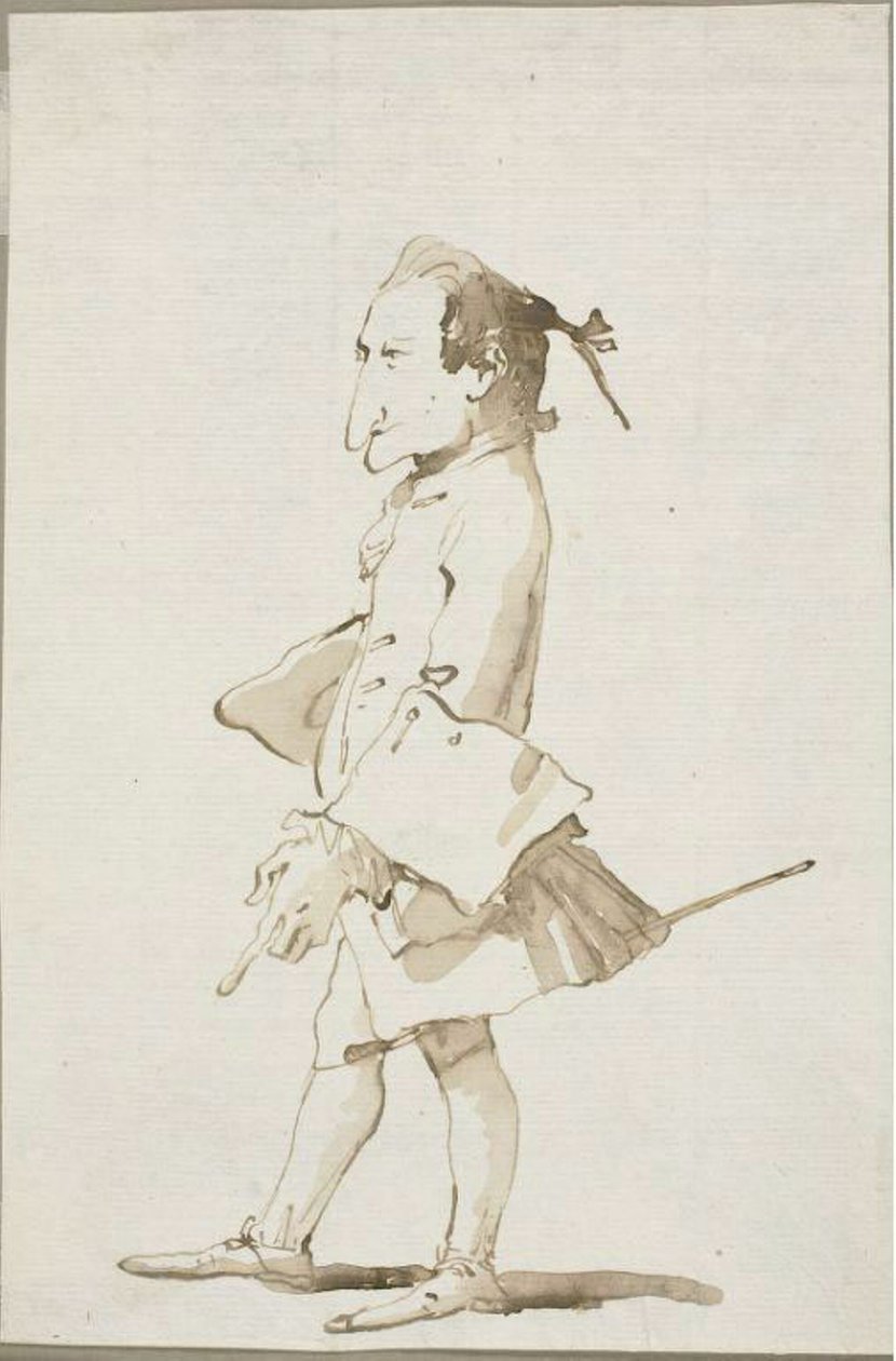 Egy férfi karikatúrája, egész alakos, balra néz alkotó: Giambattista Tiepolo