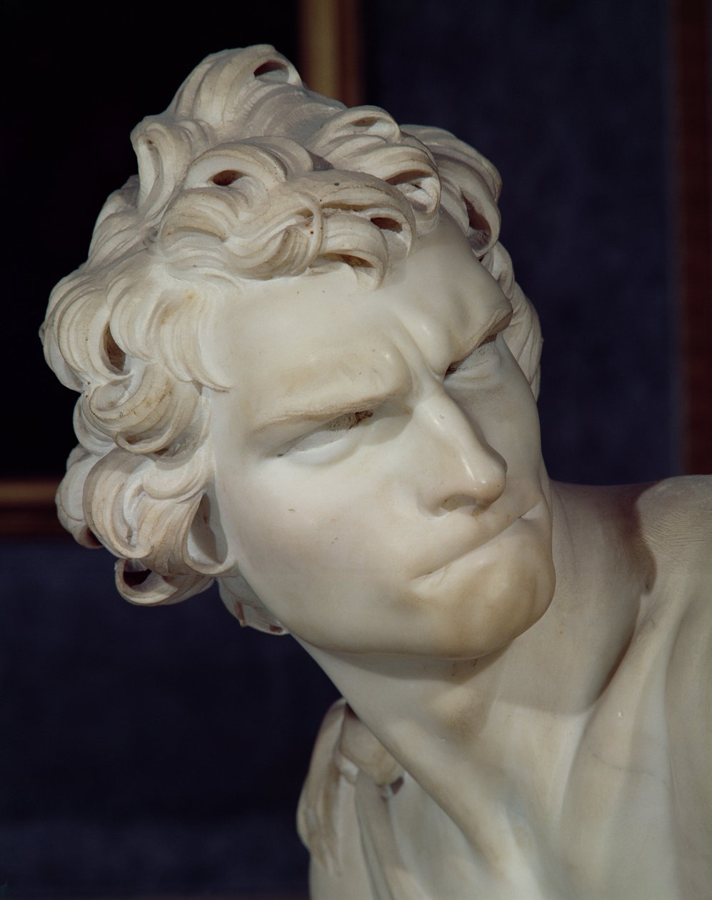 Dávid, a fej részlete, 1623-23 márvány alkotó: Gian Lorenzo Bernini