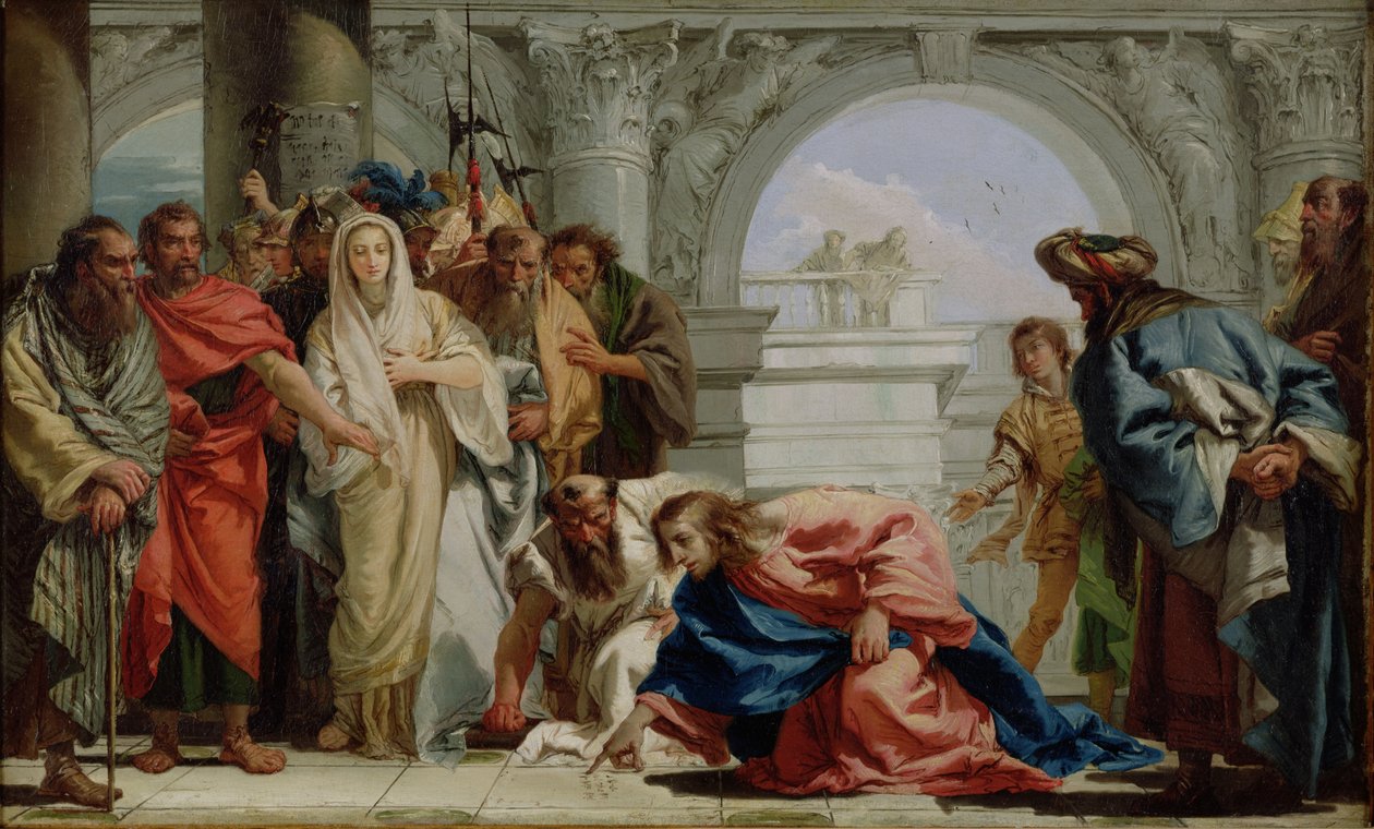 Krisztus és a házasságtörésen elhurcolt asszony, 1750-53 alkotó: Giovanni Domenico Tiepolo