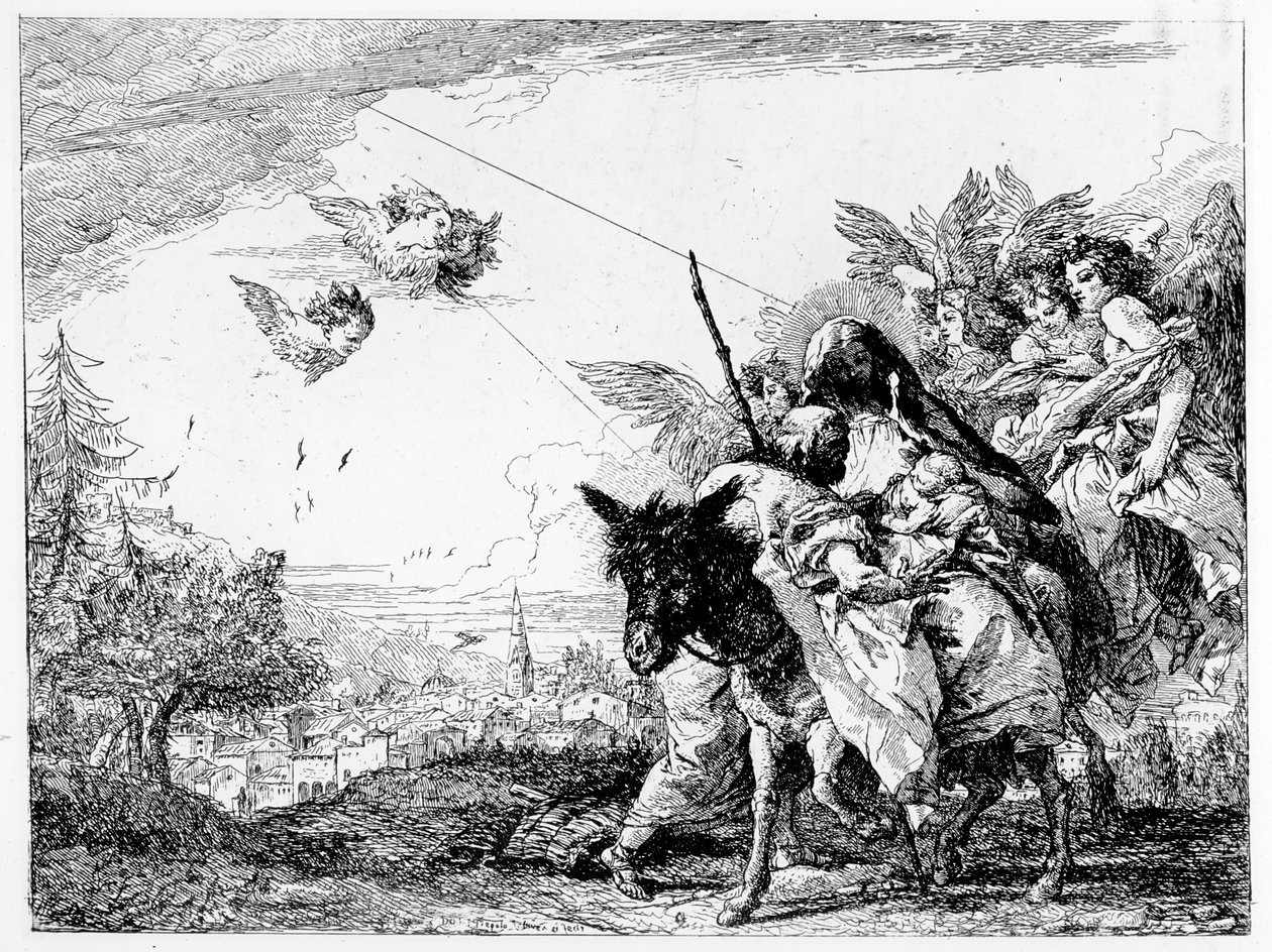 Repülés Egyiptomba, 1750 körül alkotó: Giovanni Domenico Tiepolo