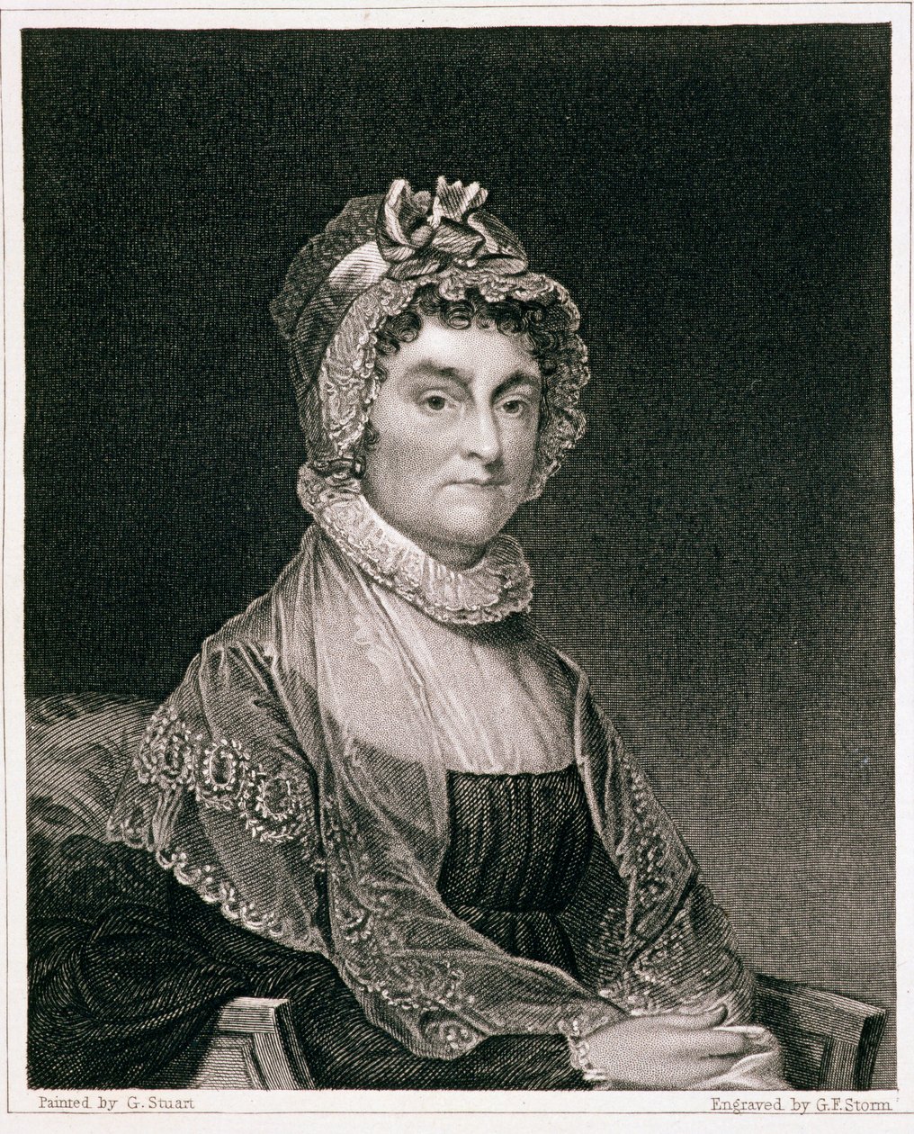 Abigail Adams, metszett G.F. Vihar (fl.c.1834) alkotó: Gilbert Stuart