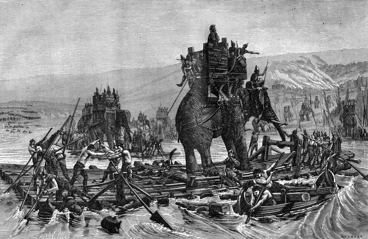 Hannibál átkel a Rhone-on, ie 218, 1882-1884 alkotó: Gilbert